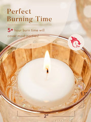 ashlux white floating candles 100% cotton wick