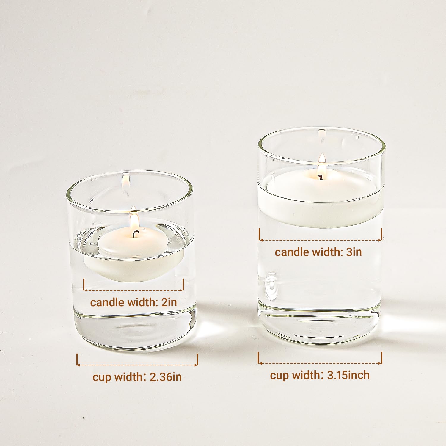 ashlux white floating candles 2 inch 24 pack unscented