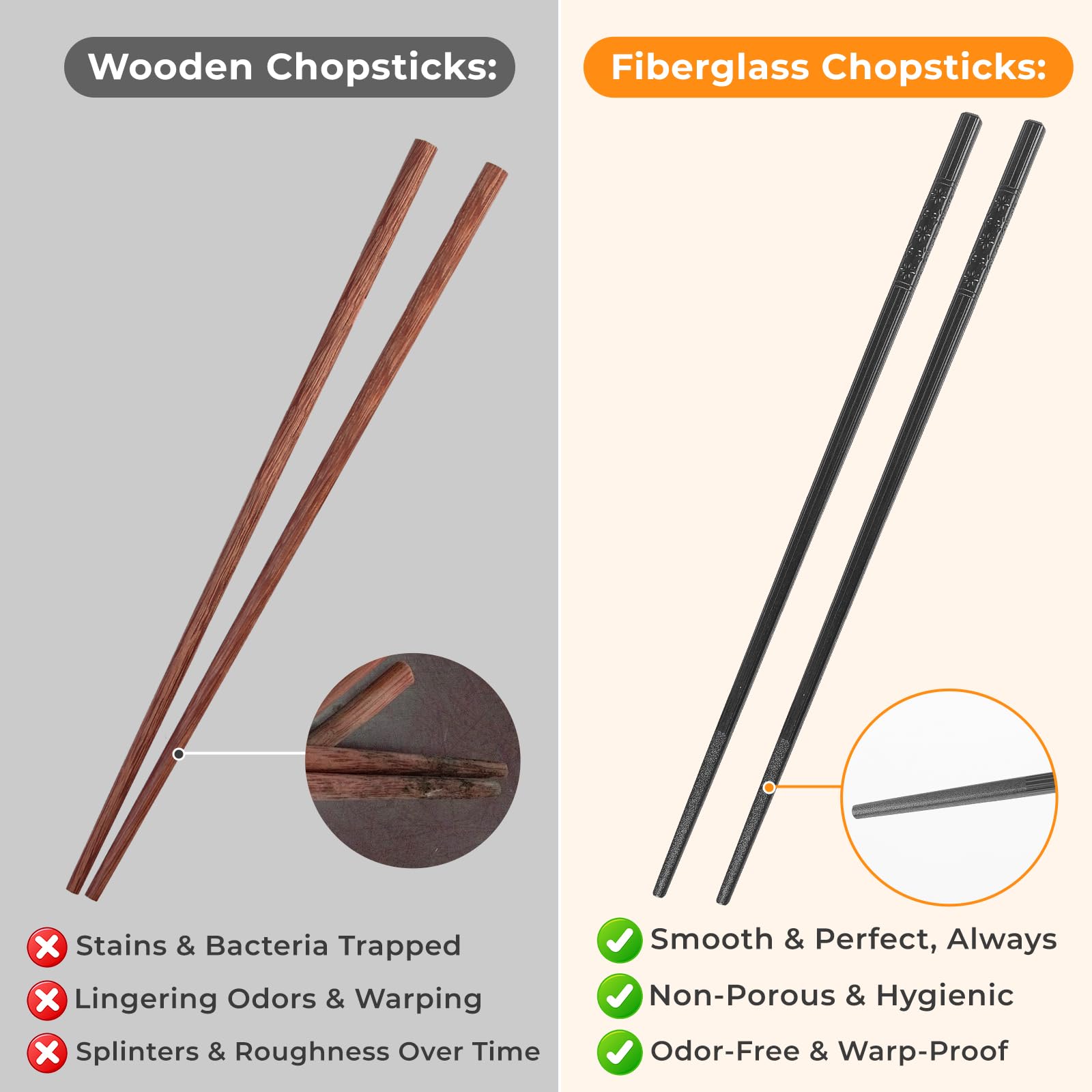 Asian dining fiberglass chopsticks set in box