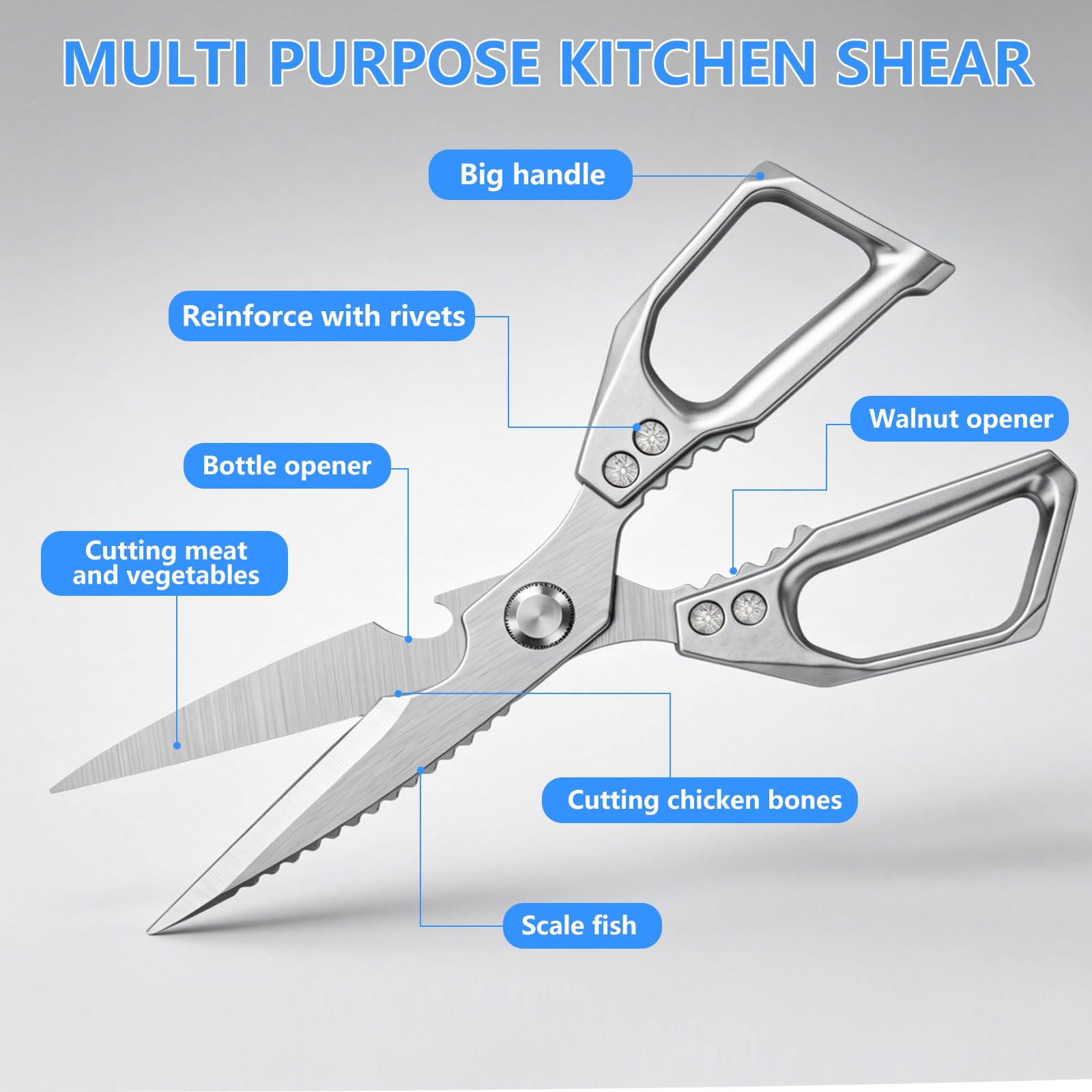 AskBed heavy duty kitchen scissors cutting poultry and bones demonstration