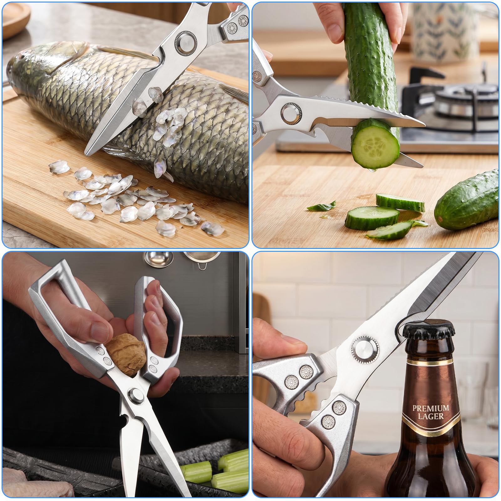 AskBed multi purpose kitchen scissors for herbs fish and packaging