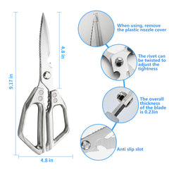 AskBed stainless steel kitchen scissors ergonomic ambidextrous handles