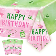 ASLERMURE pink and green bow tablecloth set 54x108 inches 3pcs