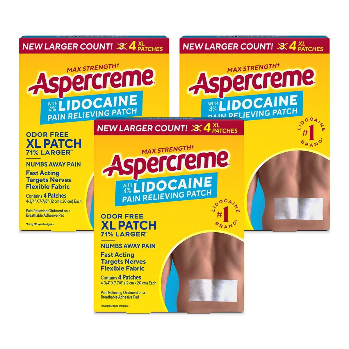 Aspercreme Lidocaine XL Pain Relief Patches for Back Neck and Shoulder Pain