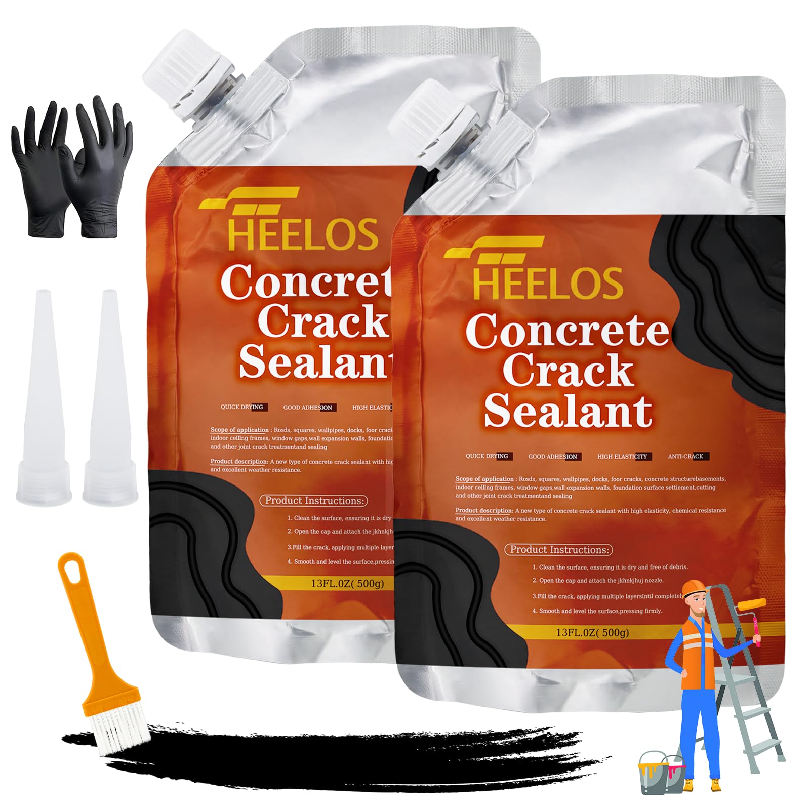 Two-pack asphalt crack filler with 500 g packs