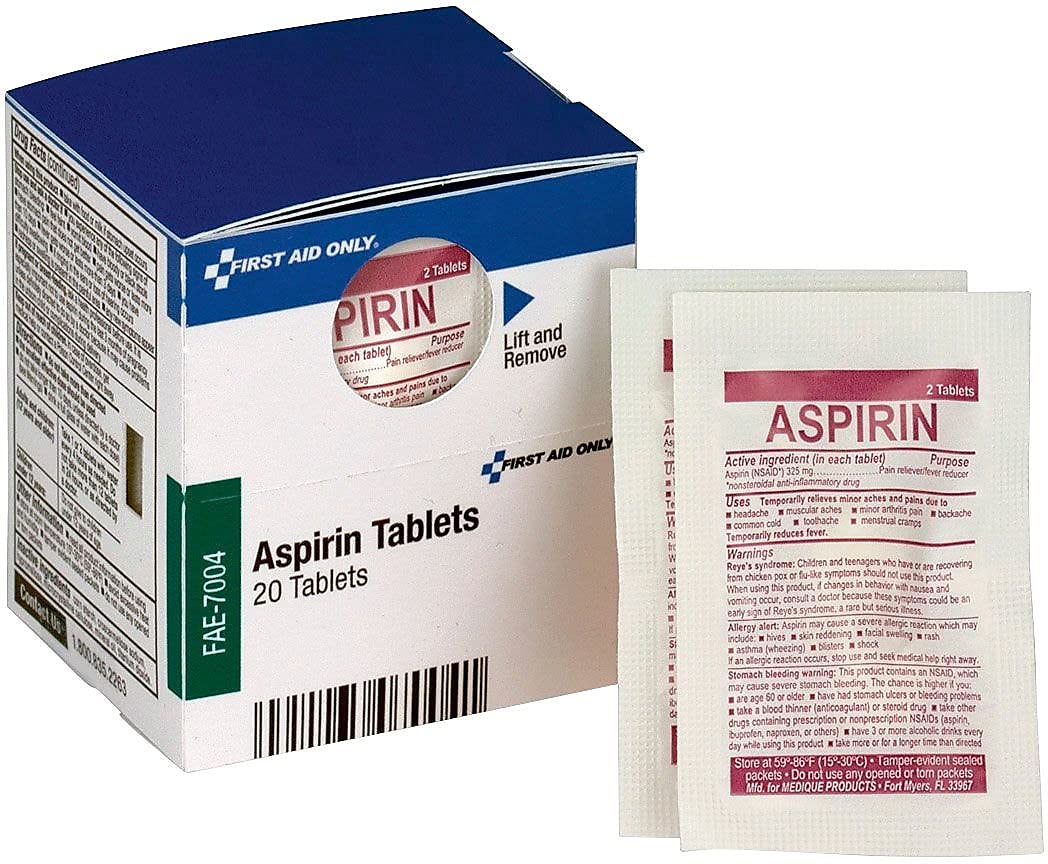 Aspirin refill packets from First Aid Only SmartCompliance 2/Packet 10 Packets/Box