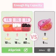 ASprink 21-compartment weekly pill organizer spread out