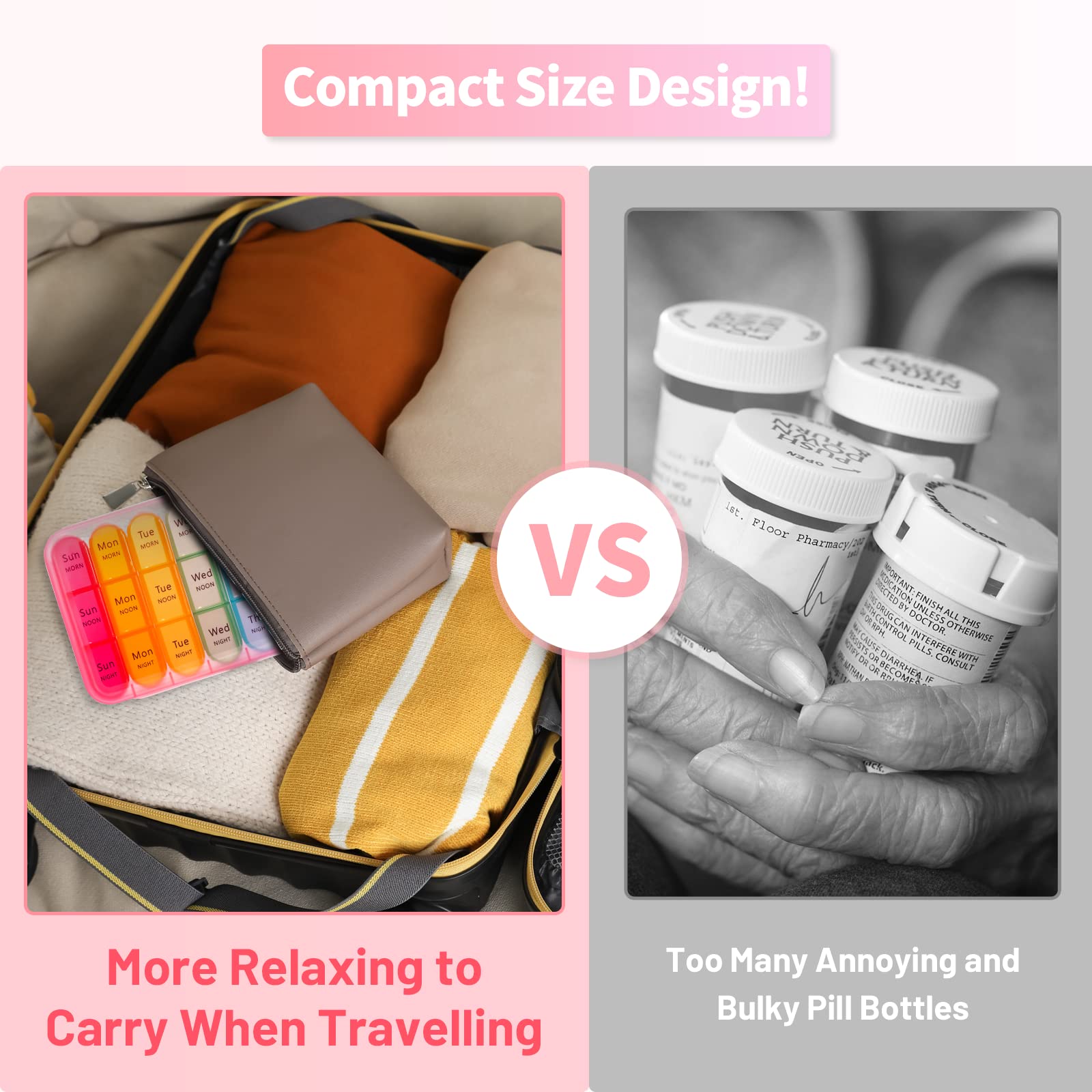 ASprink 7 day pill organizer with seven daily compartments visible