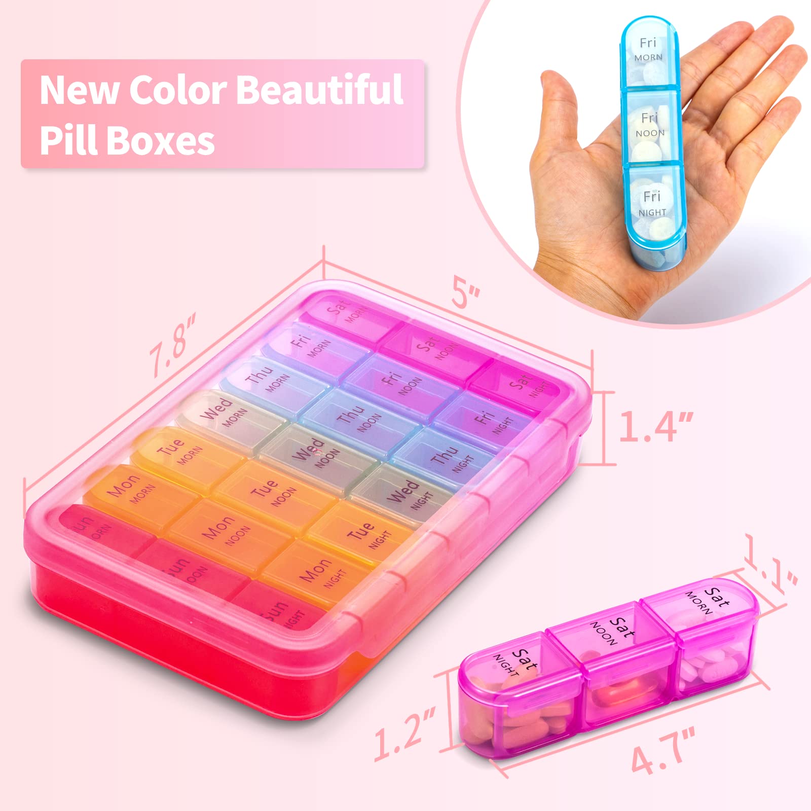 ASprink travel size pill box compact dimensions 4.7in L x 1.2in W x 1.1in H