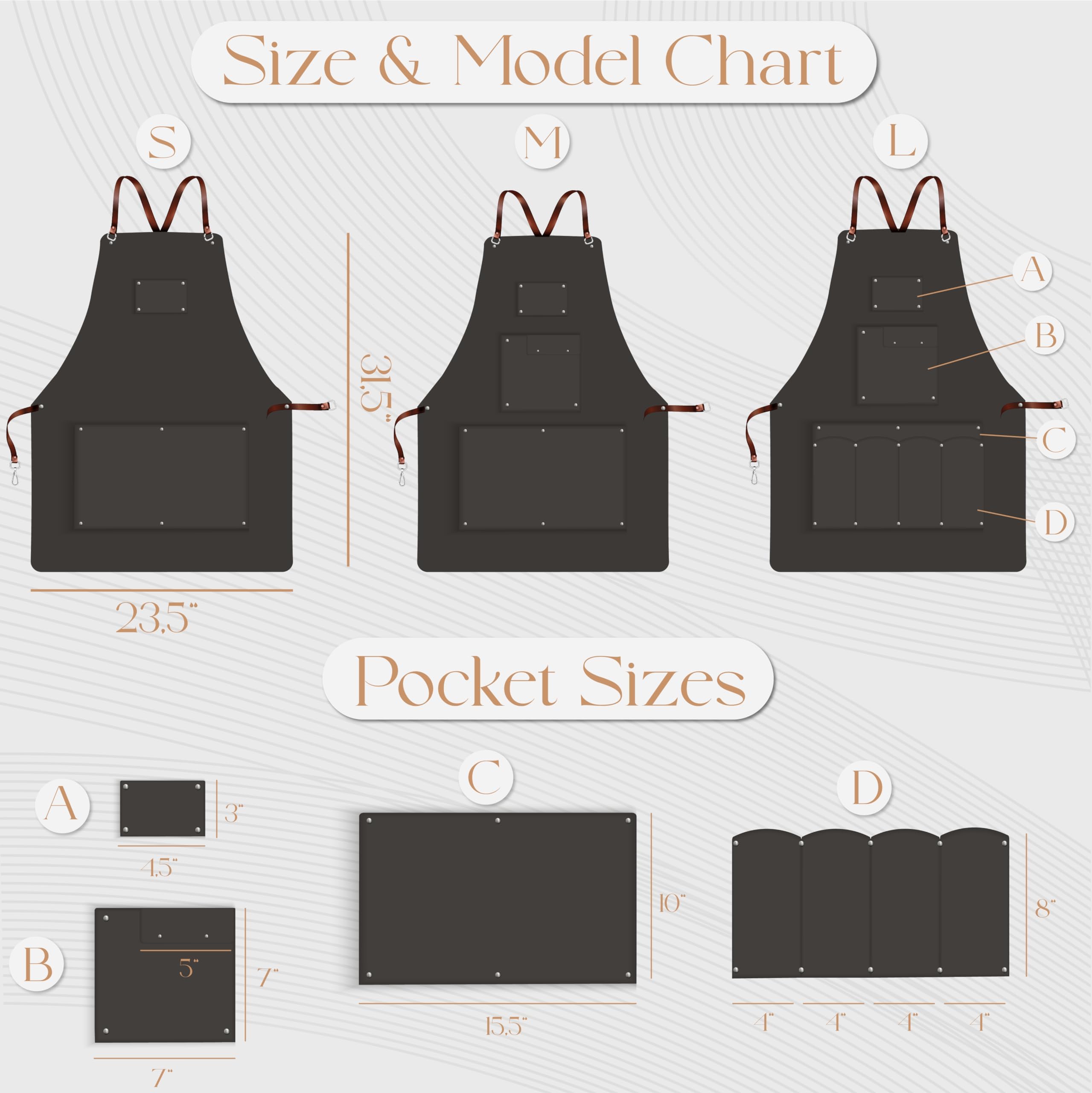 asrincodesigns Barber Leather Apron pockets for tools