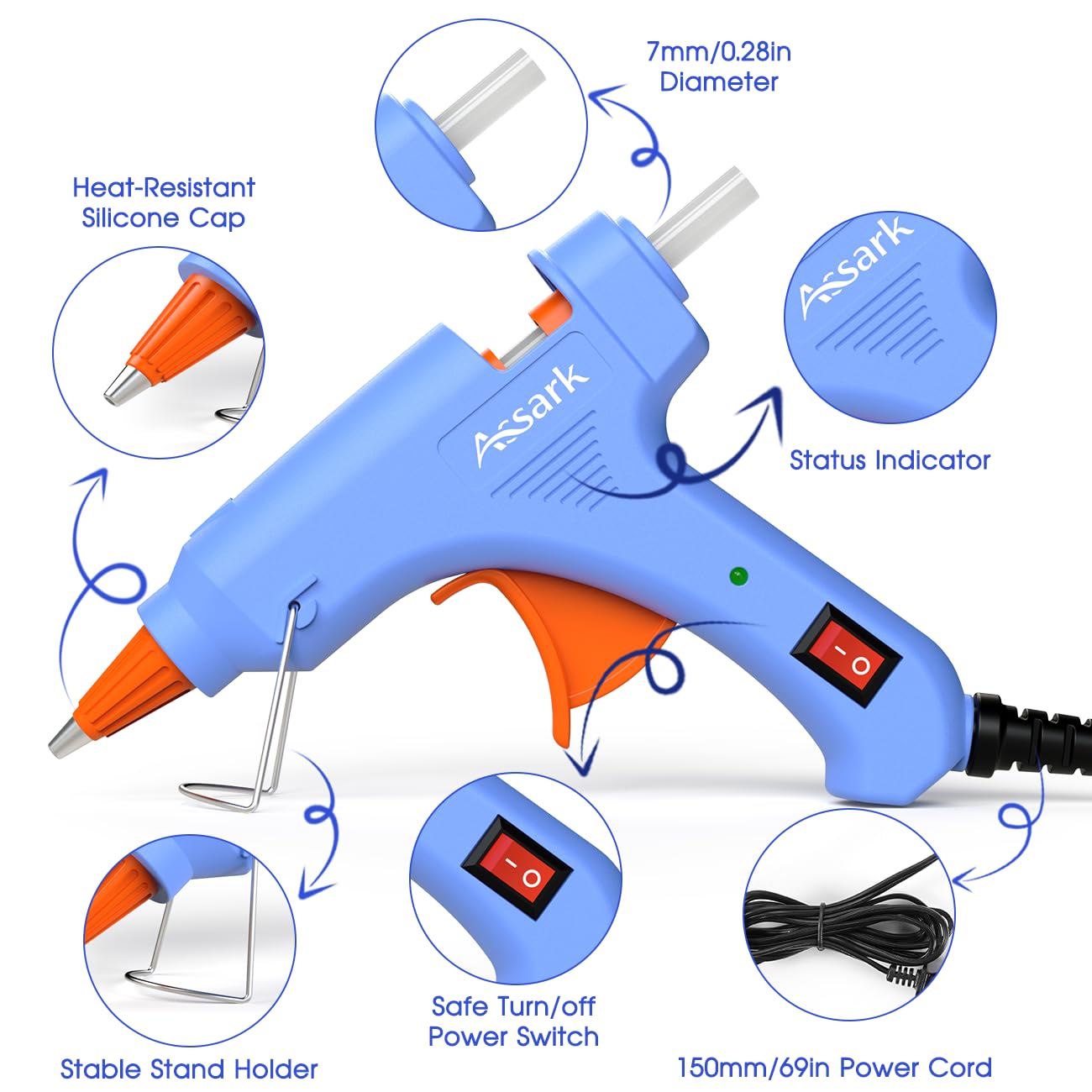 Assark 30W glue gun warms up in about one minute