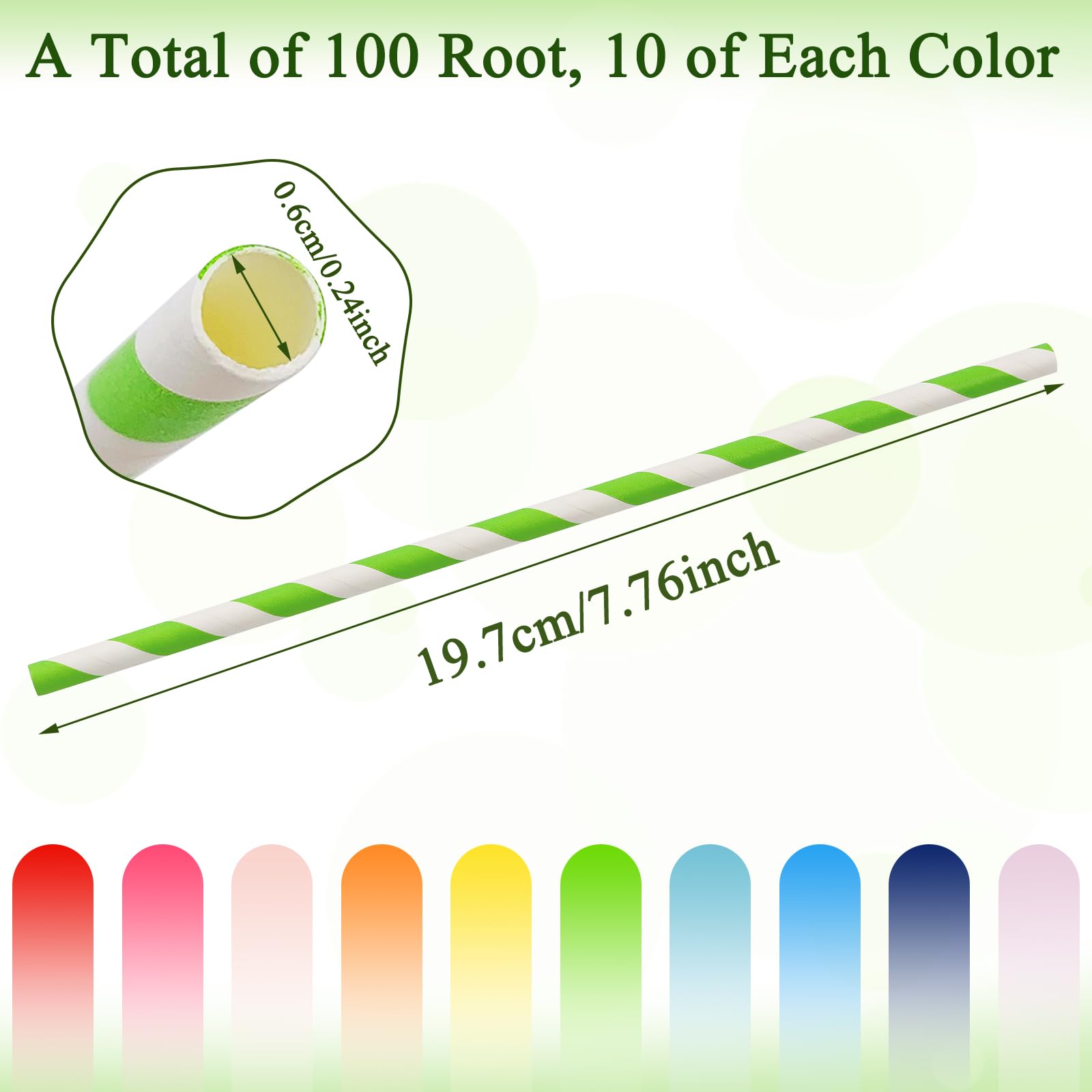 striped rainbow color paper straws for drinks