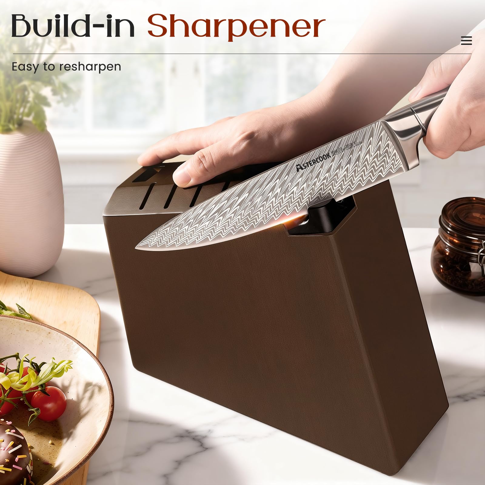 Astercook 7-inch santoku knife from 15-piece set