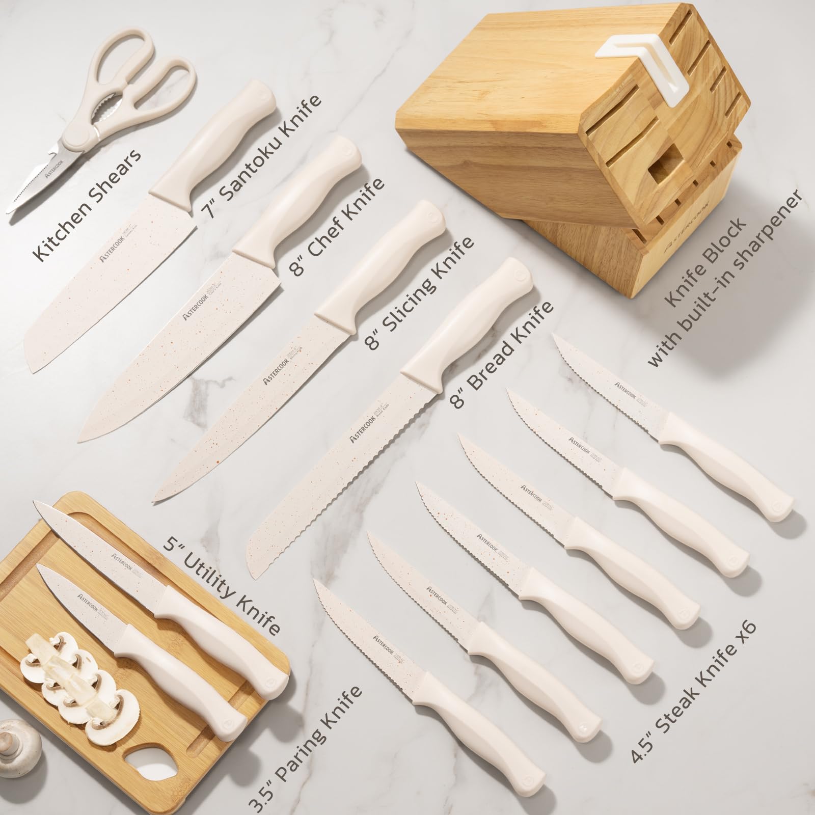 Astercook slicing knife 8 inch from 15-piece set