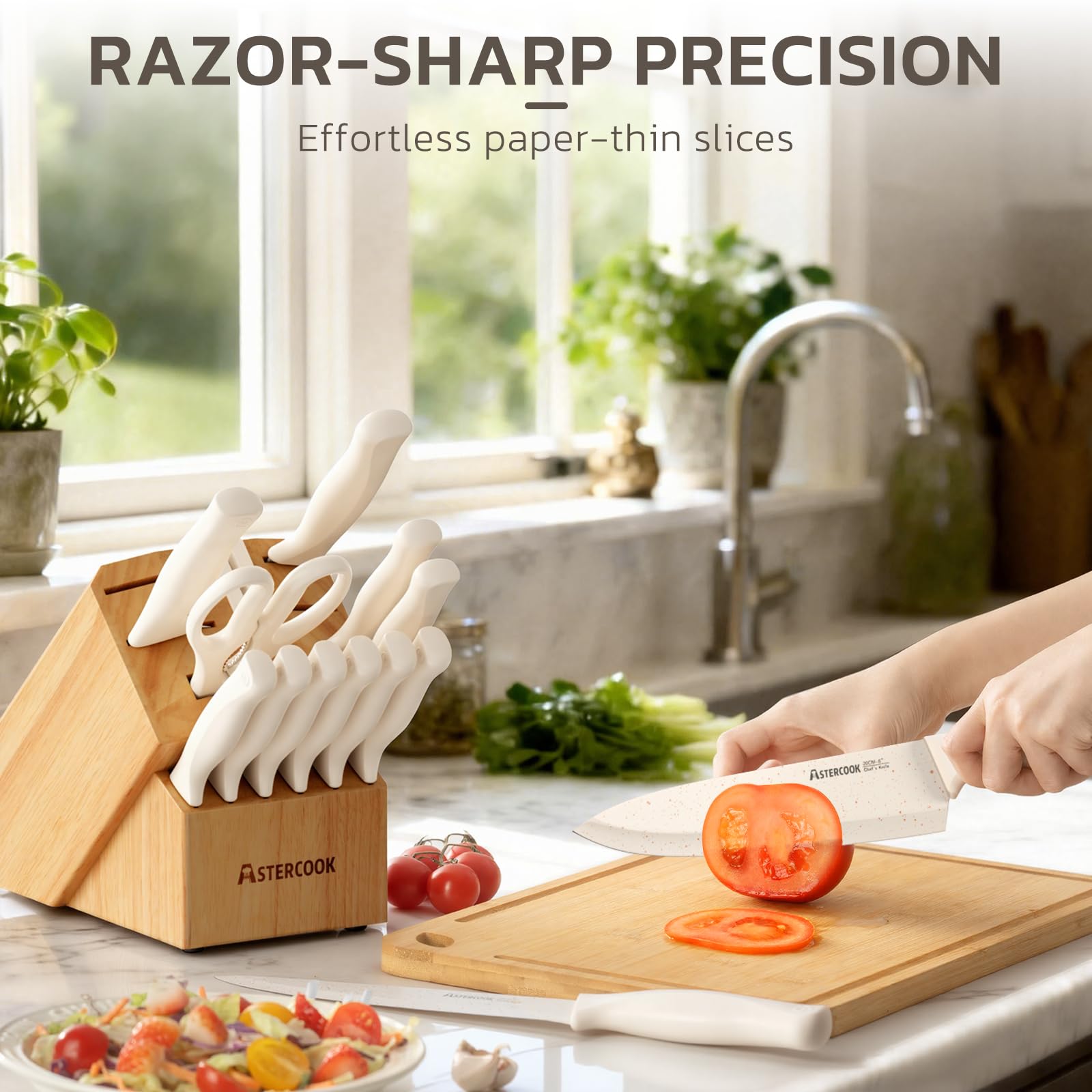 Astercook serrated bread knife 8 inch from 15-piece set