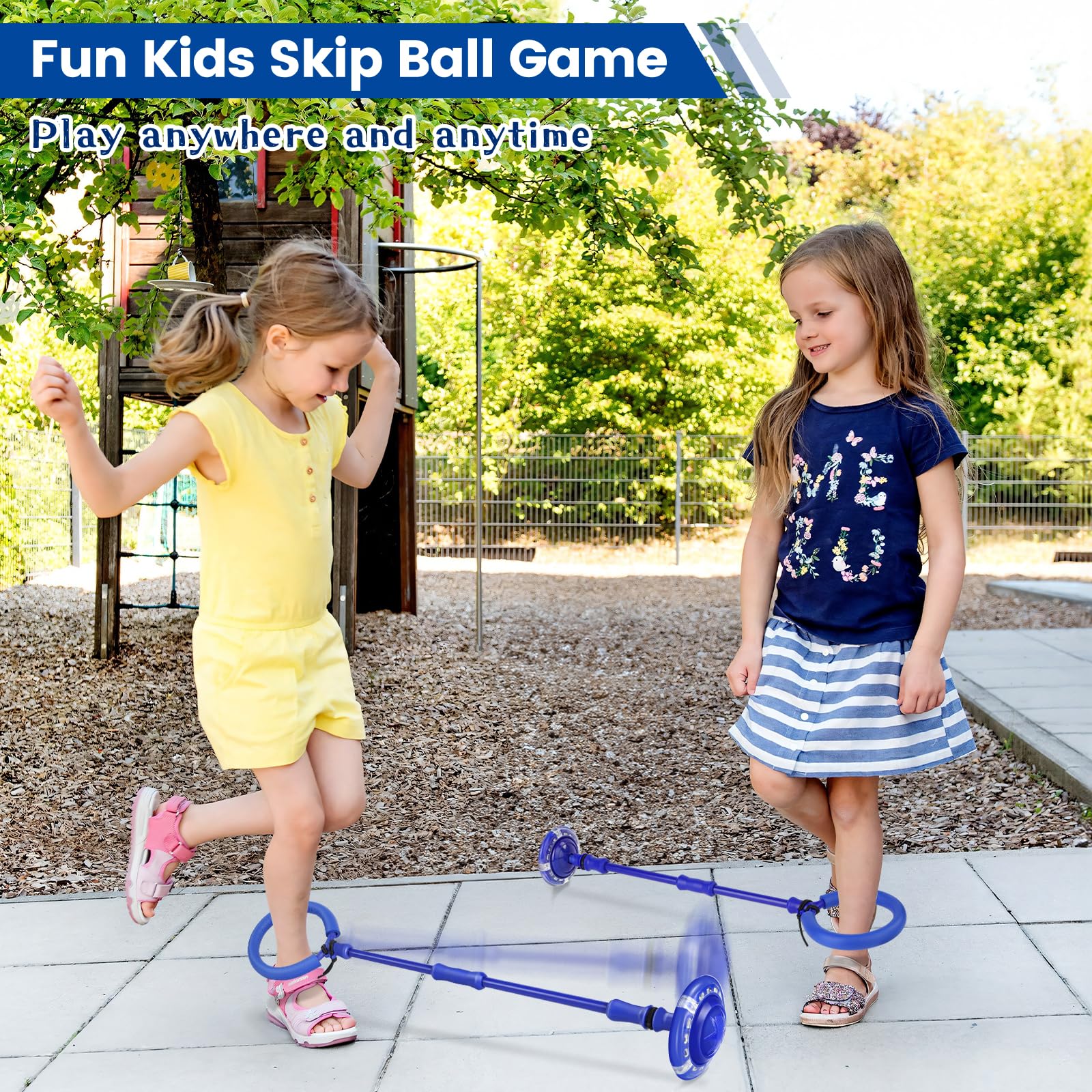 Kids playing with Astrell Skip Ball flashing lights outdoors