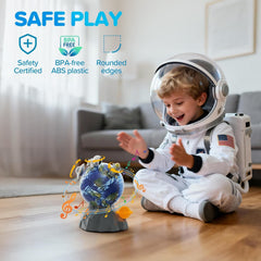 Astronauts and spacecraft with space planet toy