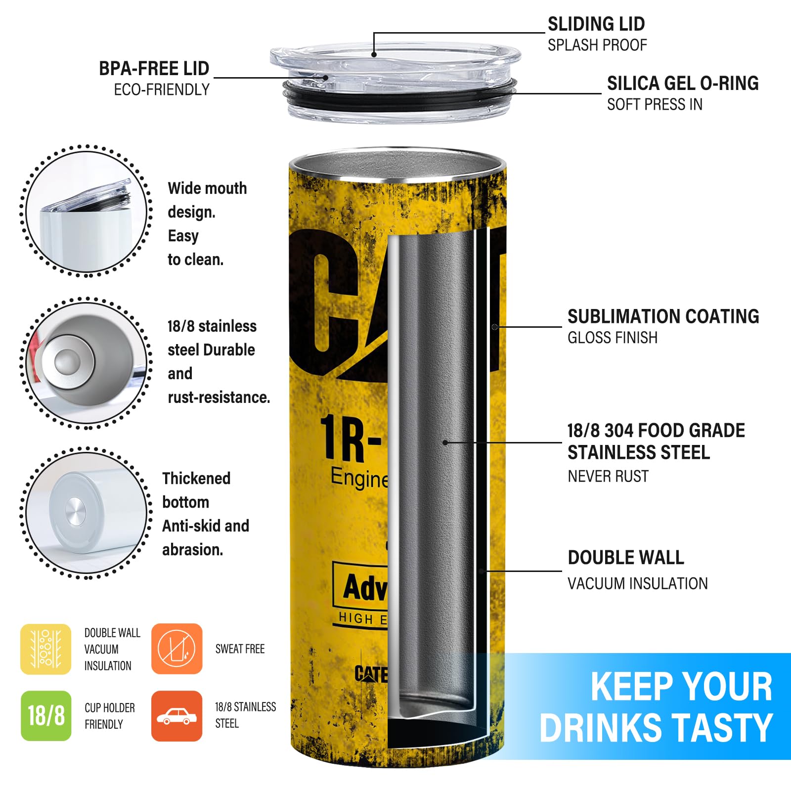 BPA free lid on Athand skinny tumbler