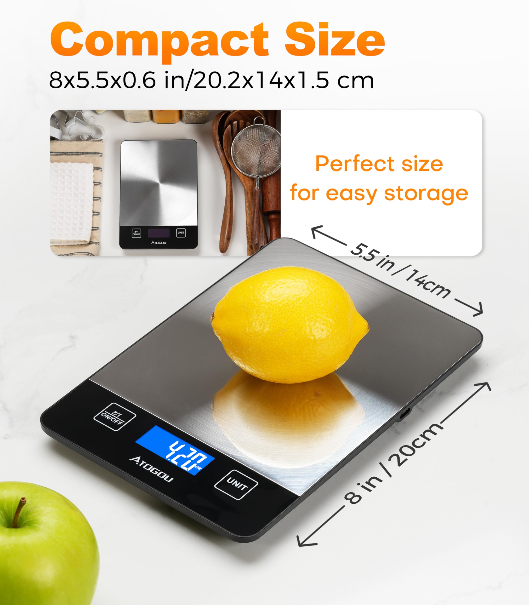 Atogou compact 8x5 inch stainless steel platform
