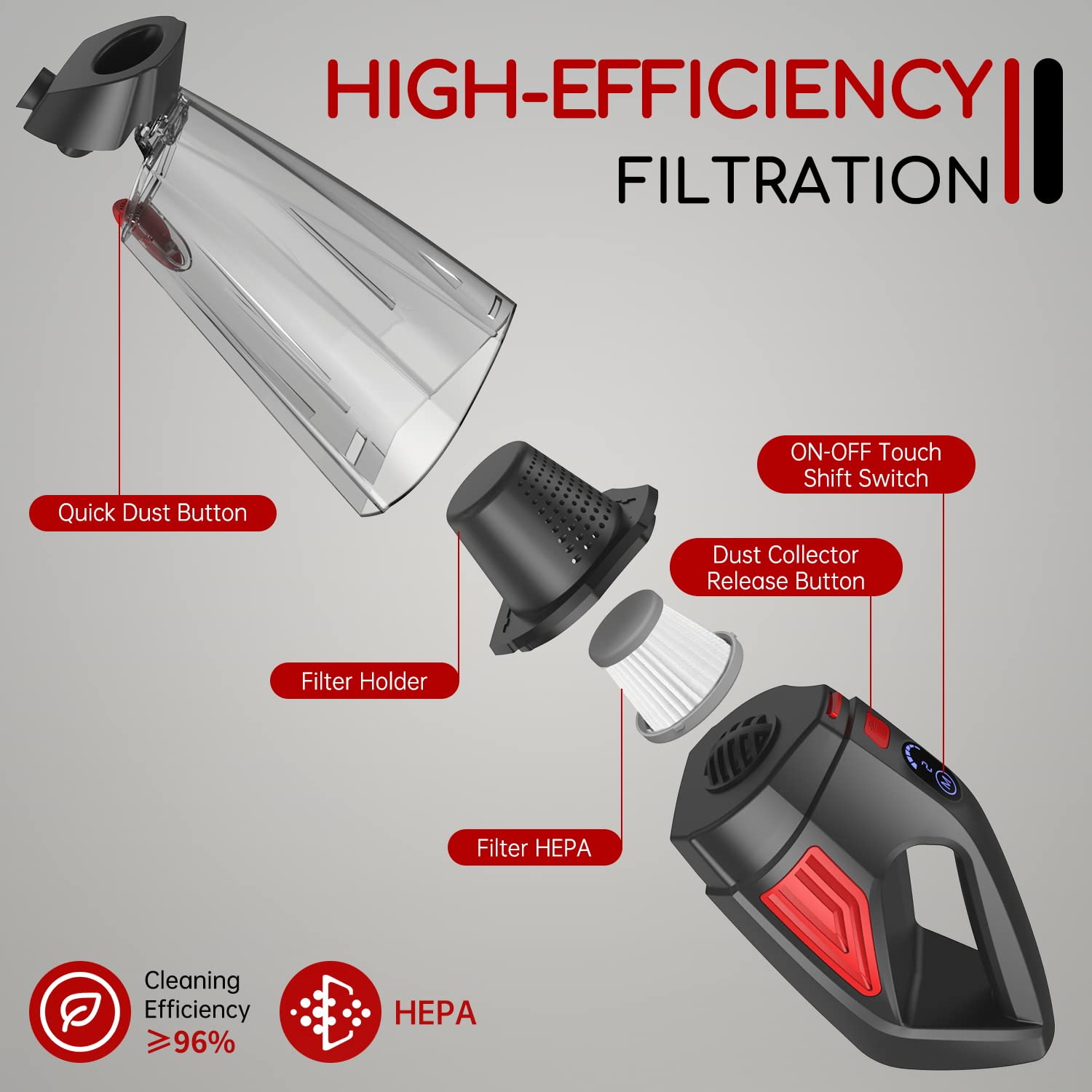 ATONEP compact handheld vacuum accessories including brush tool