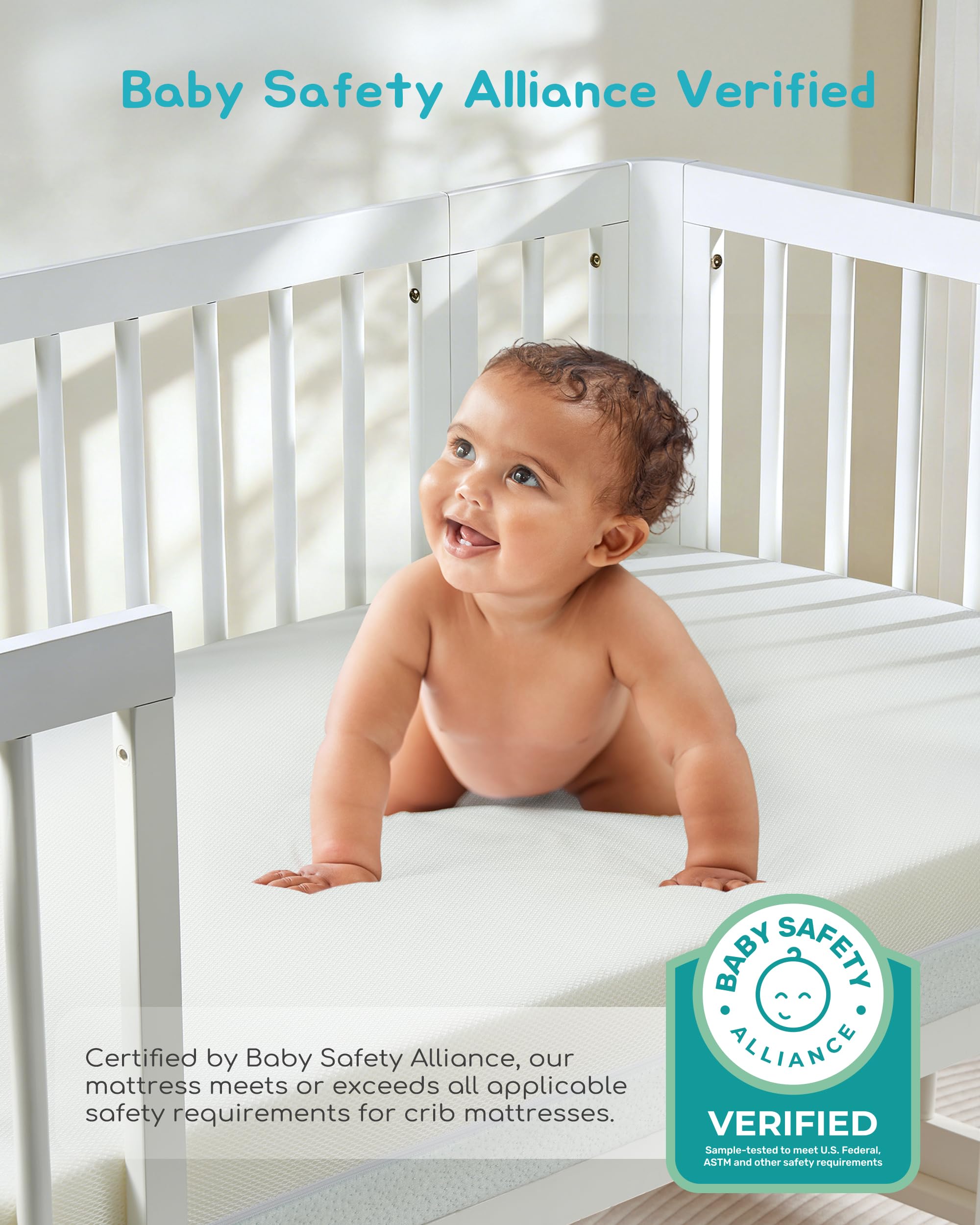 Memory foam toddler layer on ATTABABY crib mattress