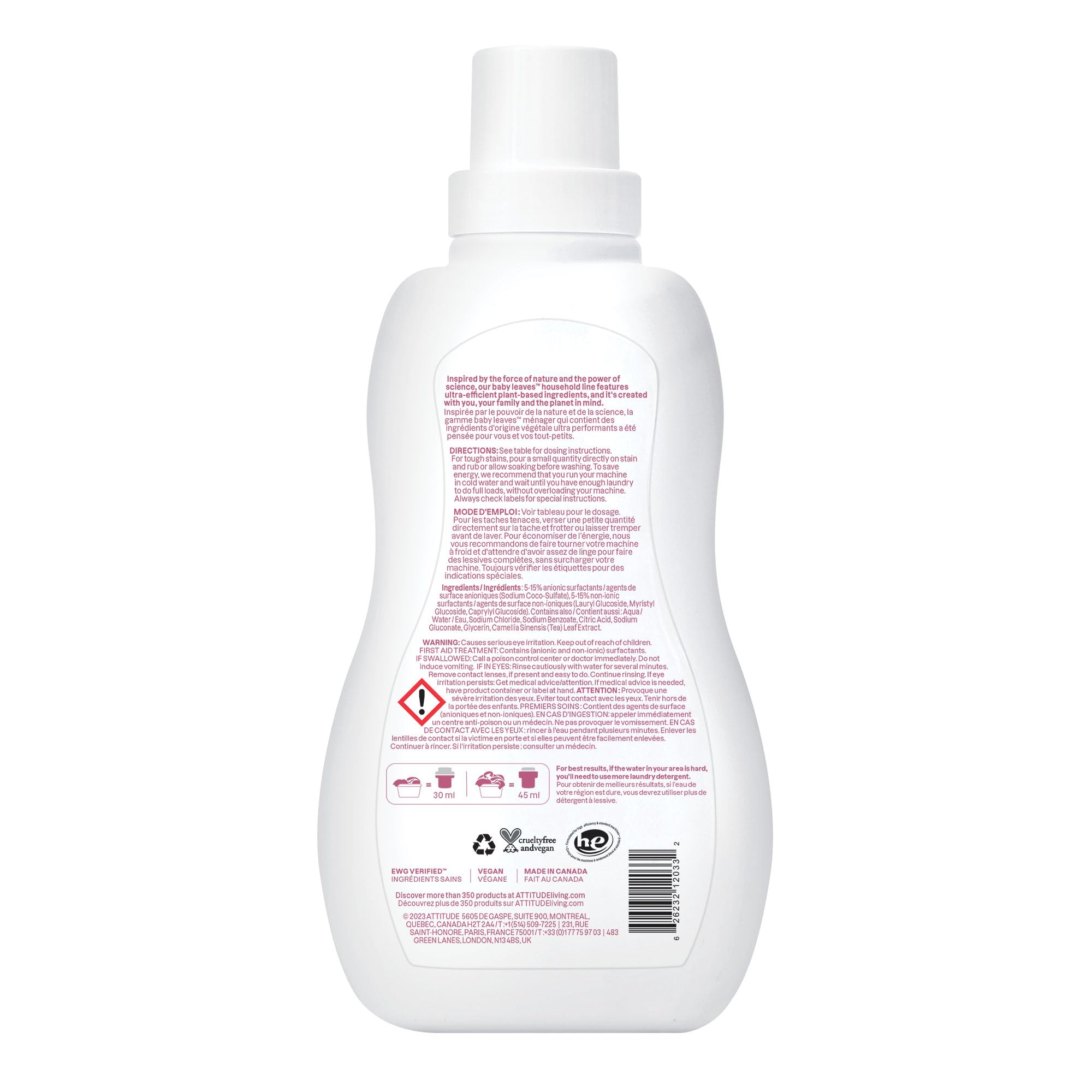 ATTITUDE 35 loads baby laundry detergent packaging