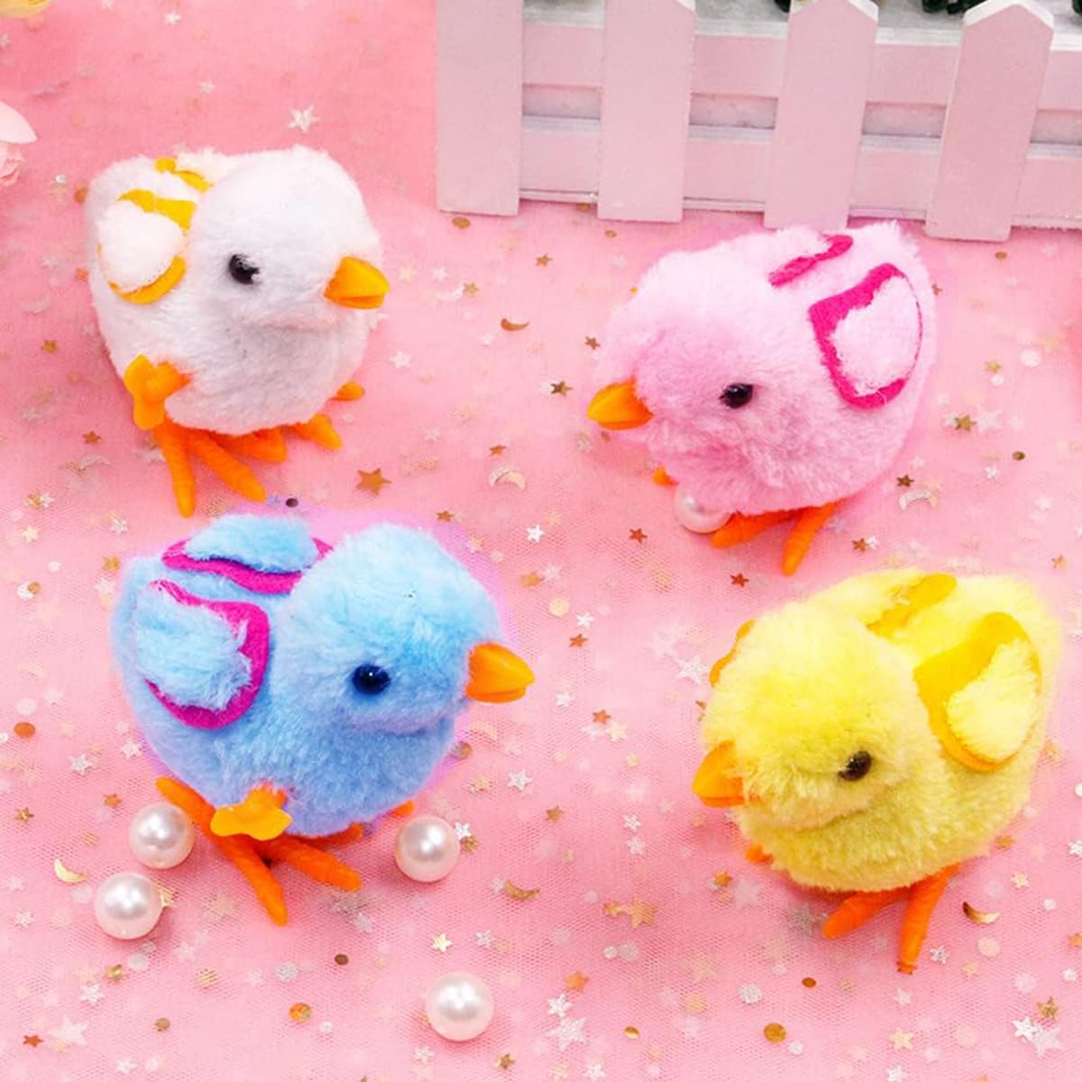 Wind up jumping chick bunny toy size 3.2 x 2.7 inches