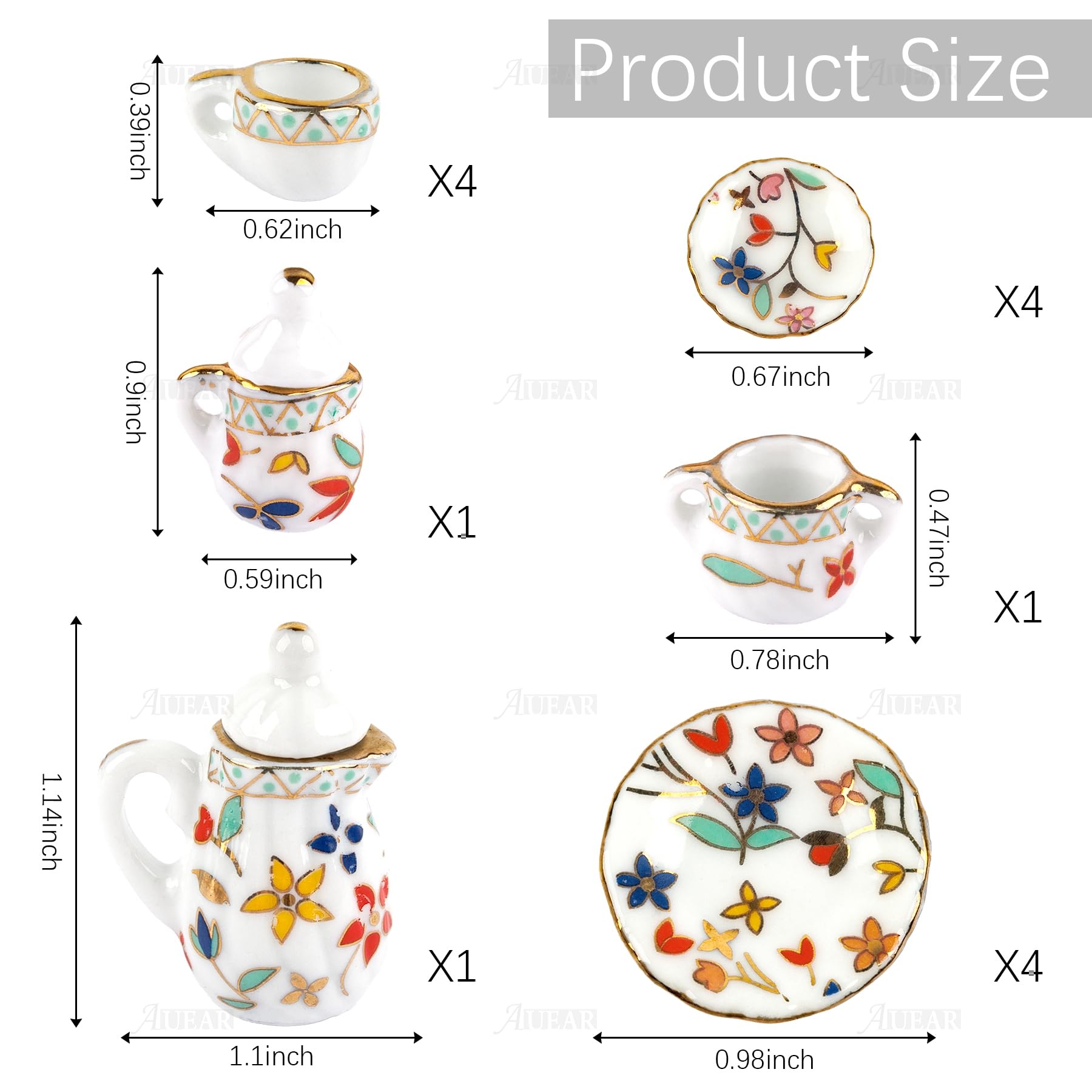 Gold leaf pattern porcelain tea set by AUEAR