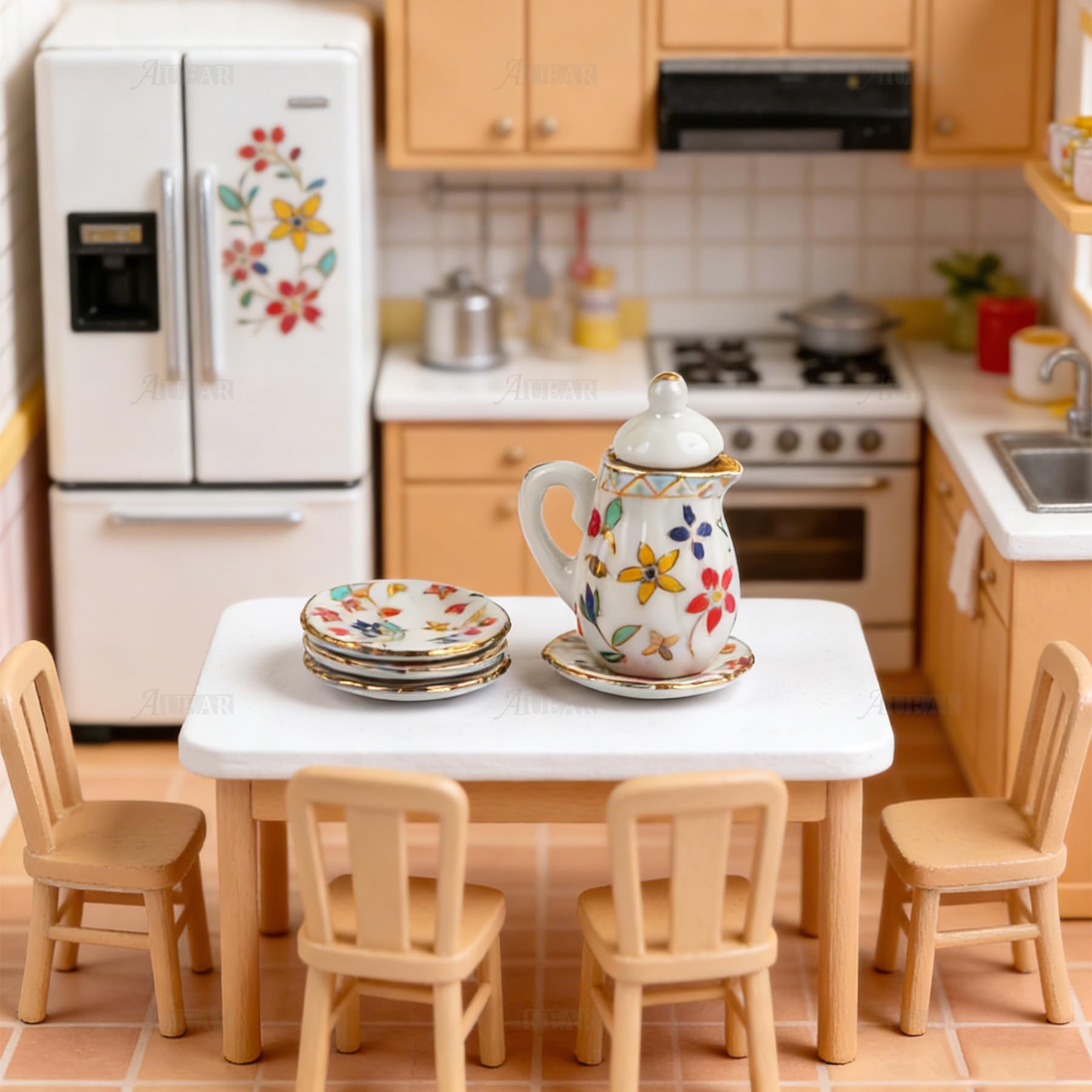 Cups and saucers from AUEAR 1:12 tea set