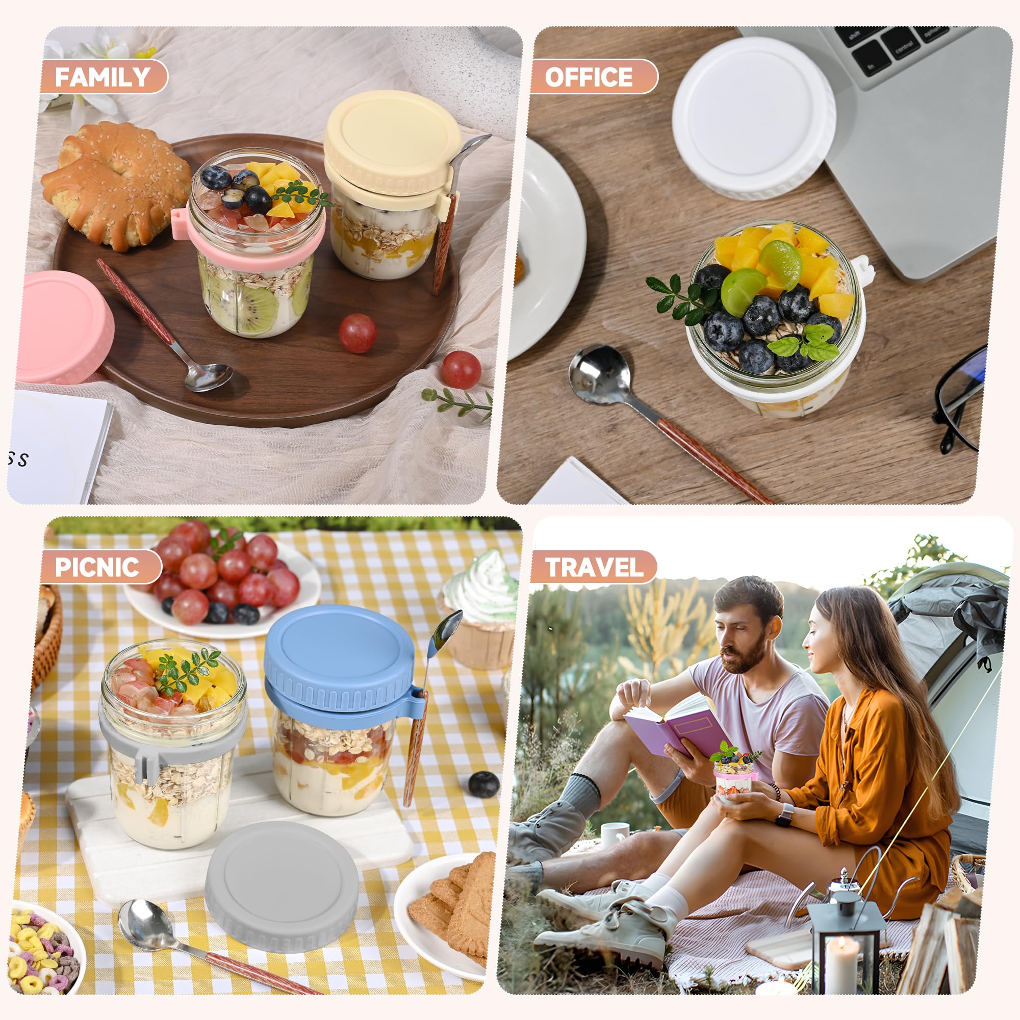 AUFXKOO jars with screw caps and spoon holder