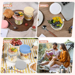 AUFXKOO jars with screw caps and spoon holder