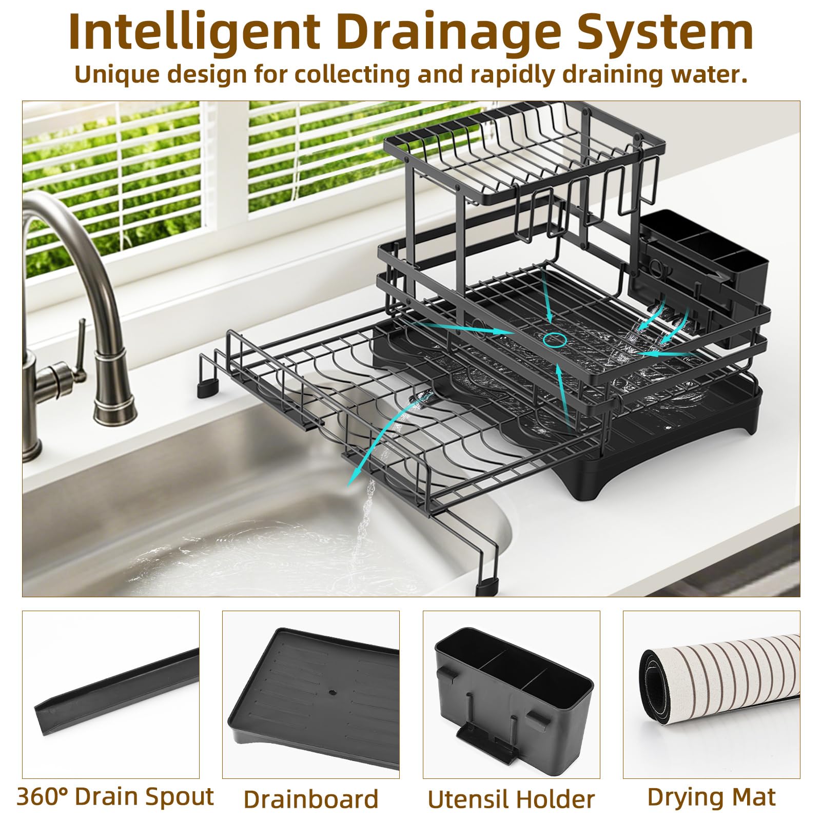 Cups holder and utensil holder integrated into rack design