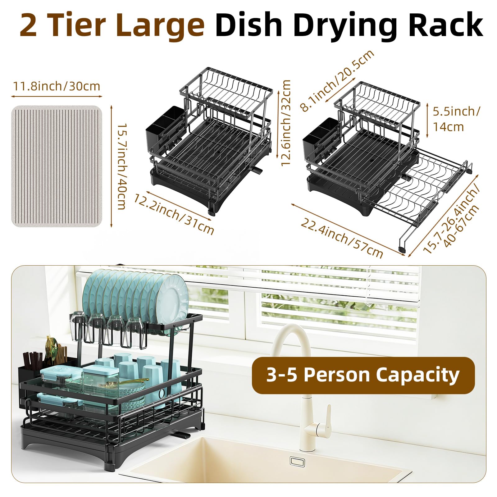 Rust resistant carbon steel dish rack for kitchen use