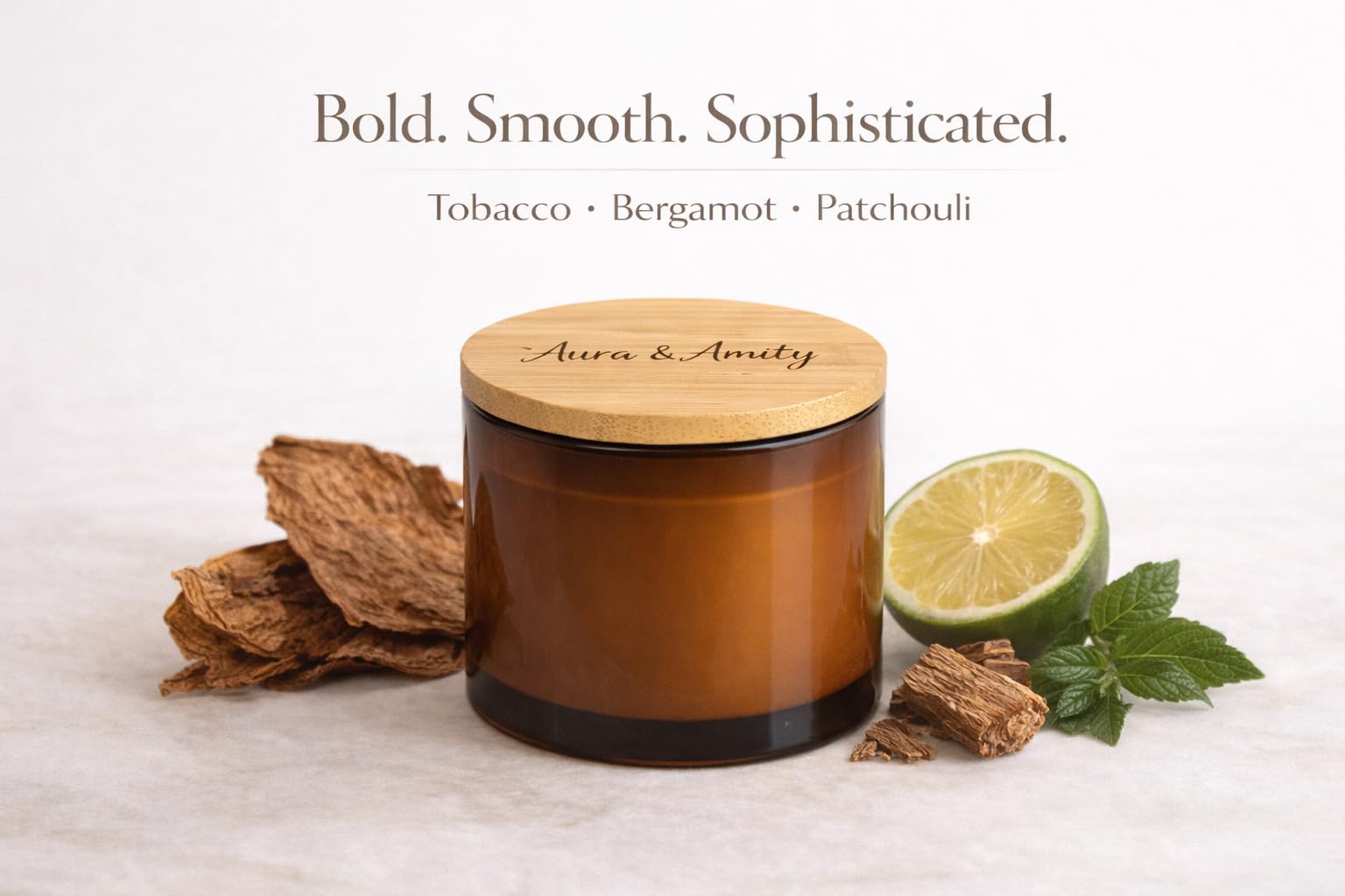 Aura & Amity clean burning soy wax candle