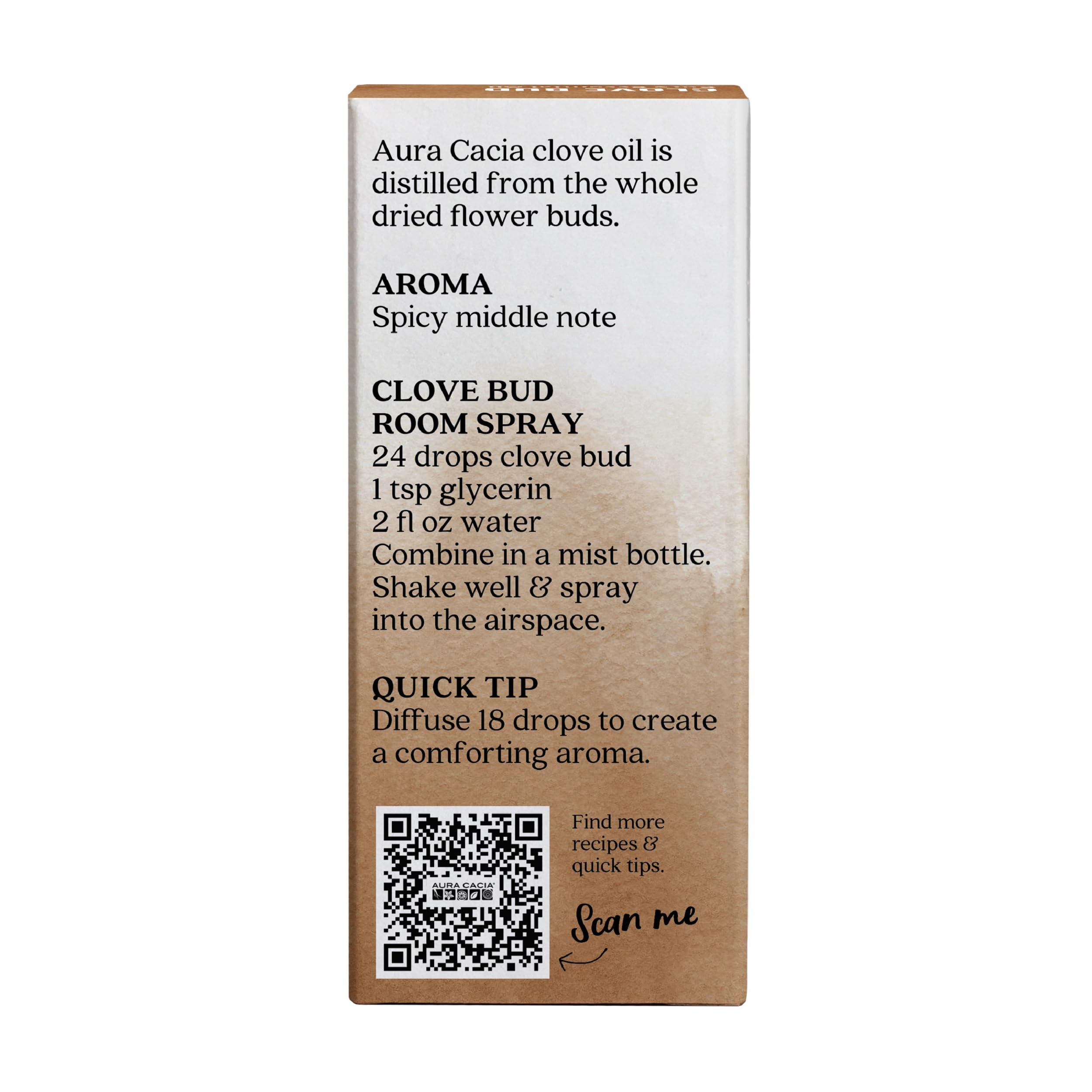 Aura Cacia essential oil clove bud packaging 0.5 ounce