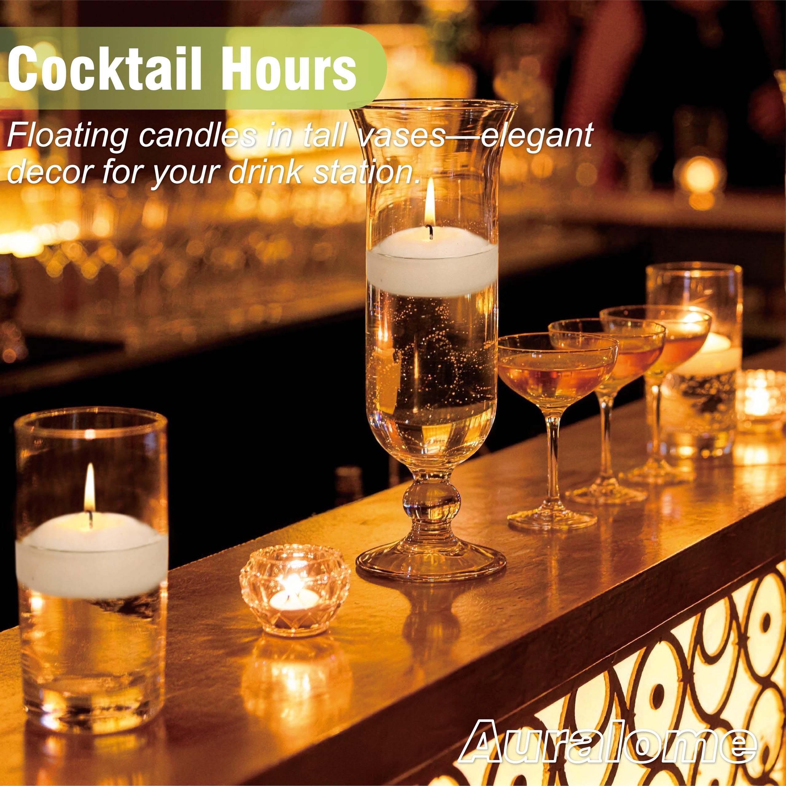 Wedding centerpiece decor using Auralome floating candles