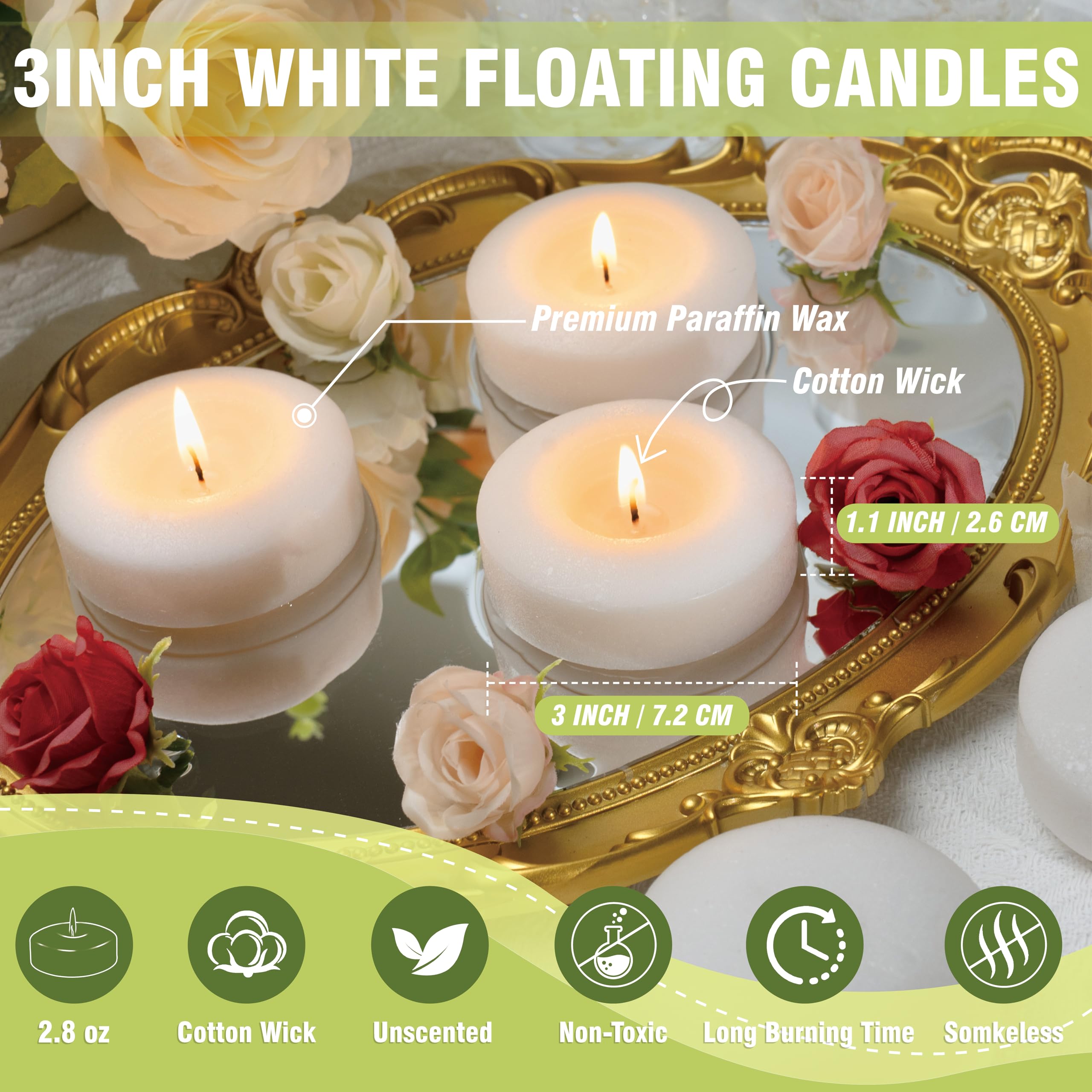 Auralome Floating Candles 3-Inch White packaging kraft box