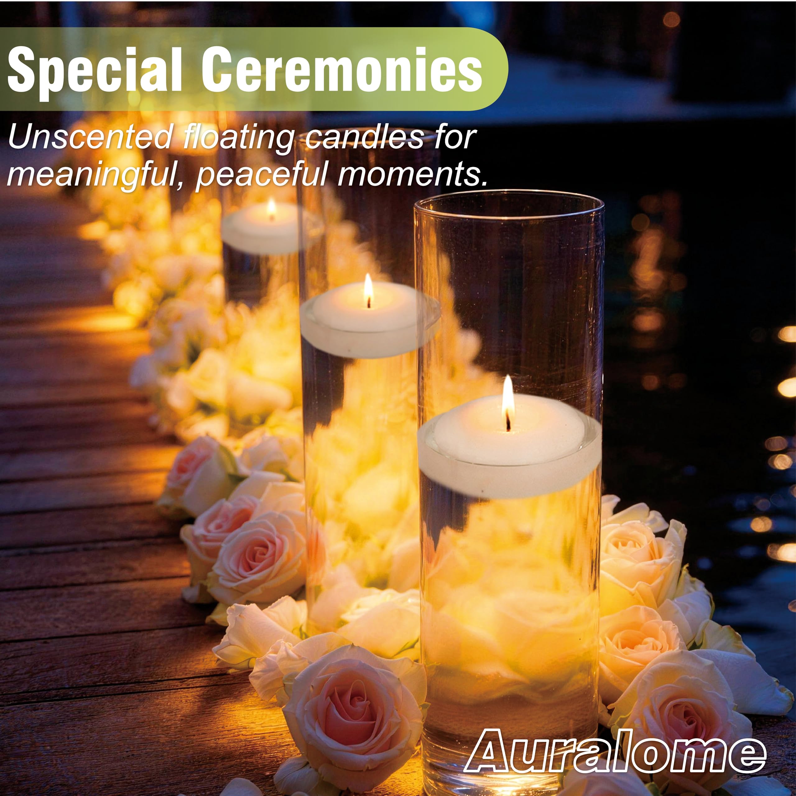 Auralome Floating Candles 3-Inch Ivory option