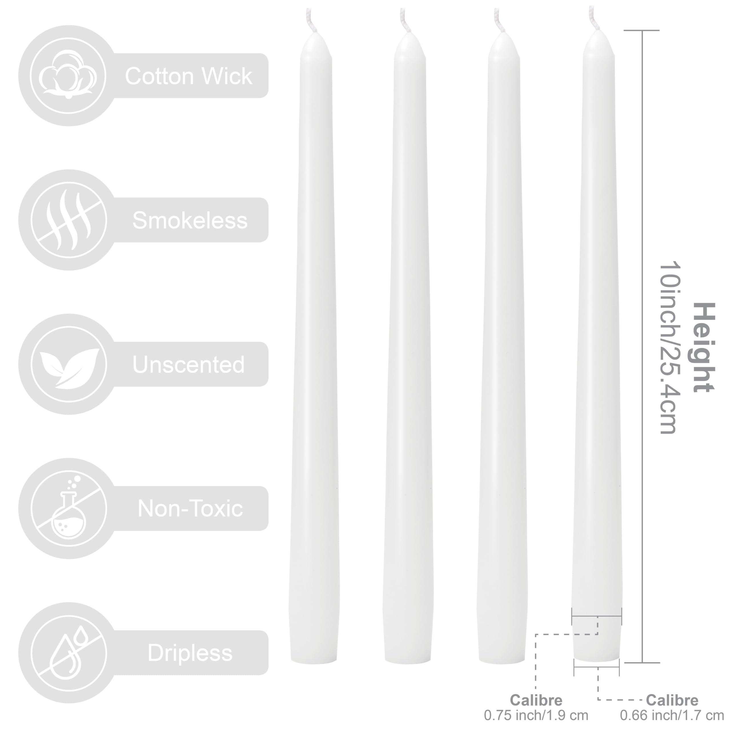 Unscented paraffin wax taper candle