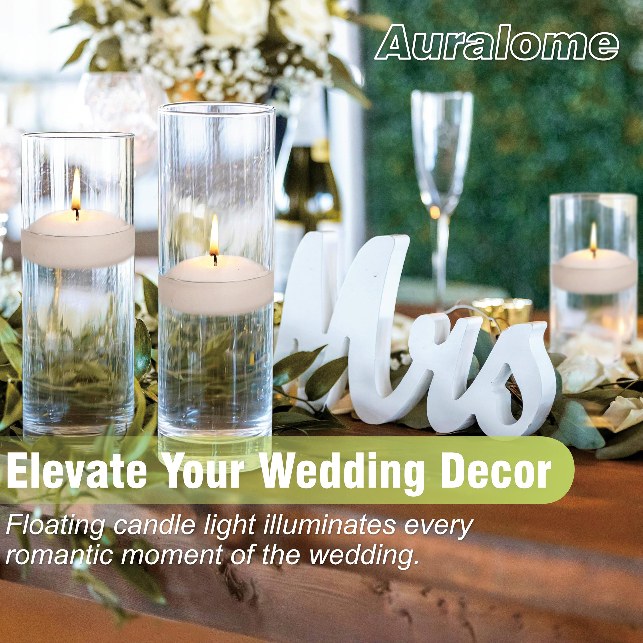 Auralome 12-pack white floating candles in box