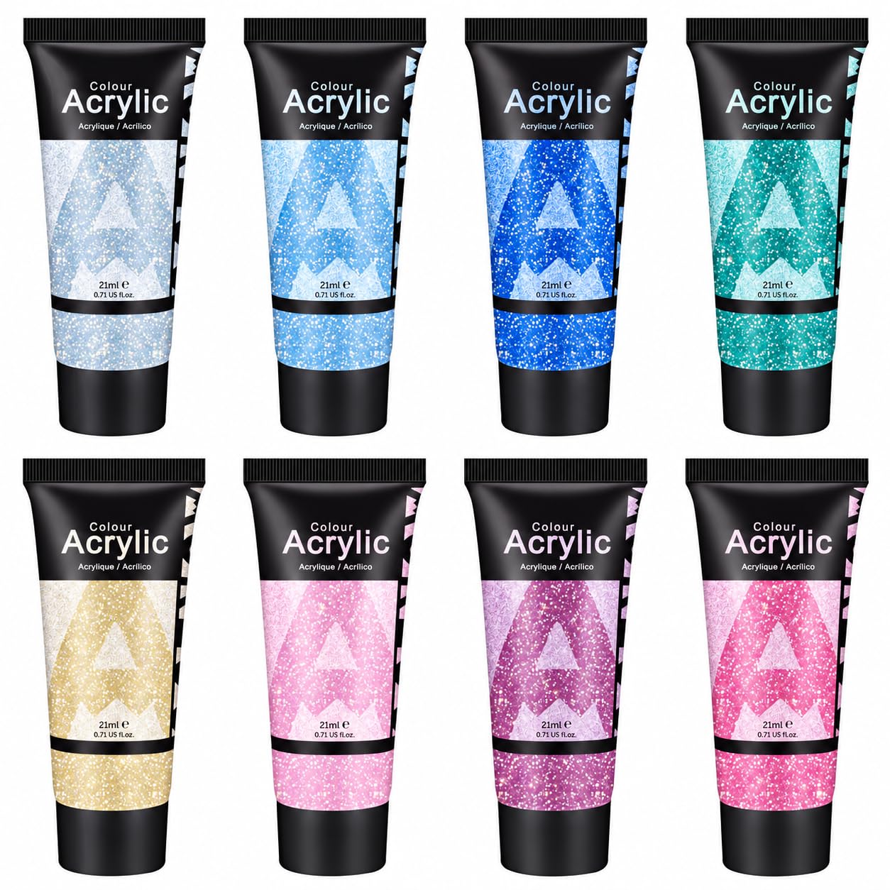 AUREUO Galaxy Glitter Acrylic Paint Set 8 color packaging