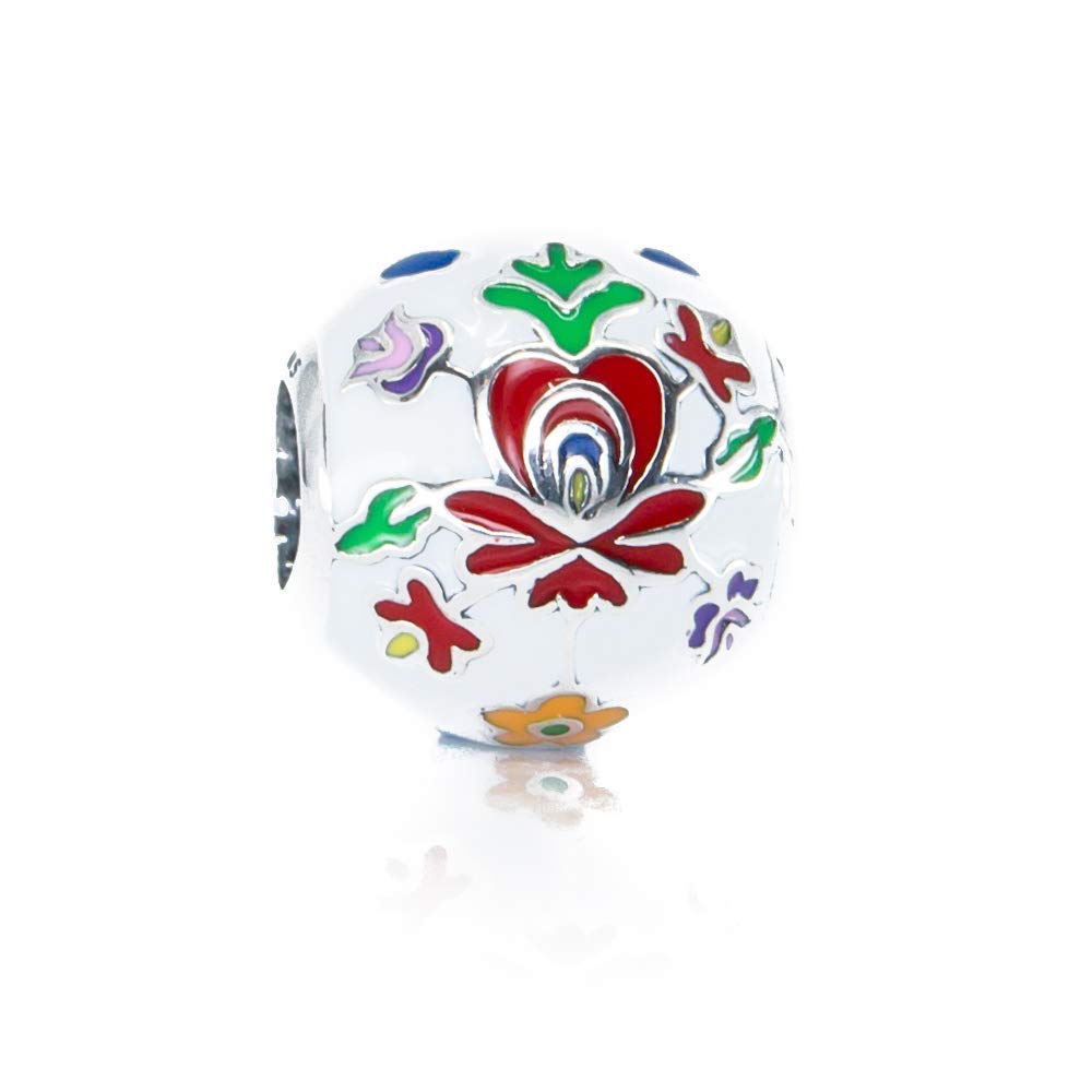 Original Aurora Charm Bead with Matyo Flower motif 12mm