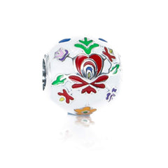 Original Aurora Charm Bead with Matyo Flower motif 12mm