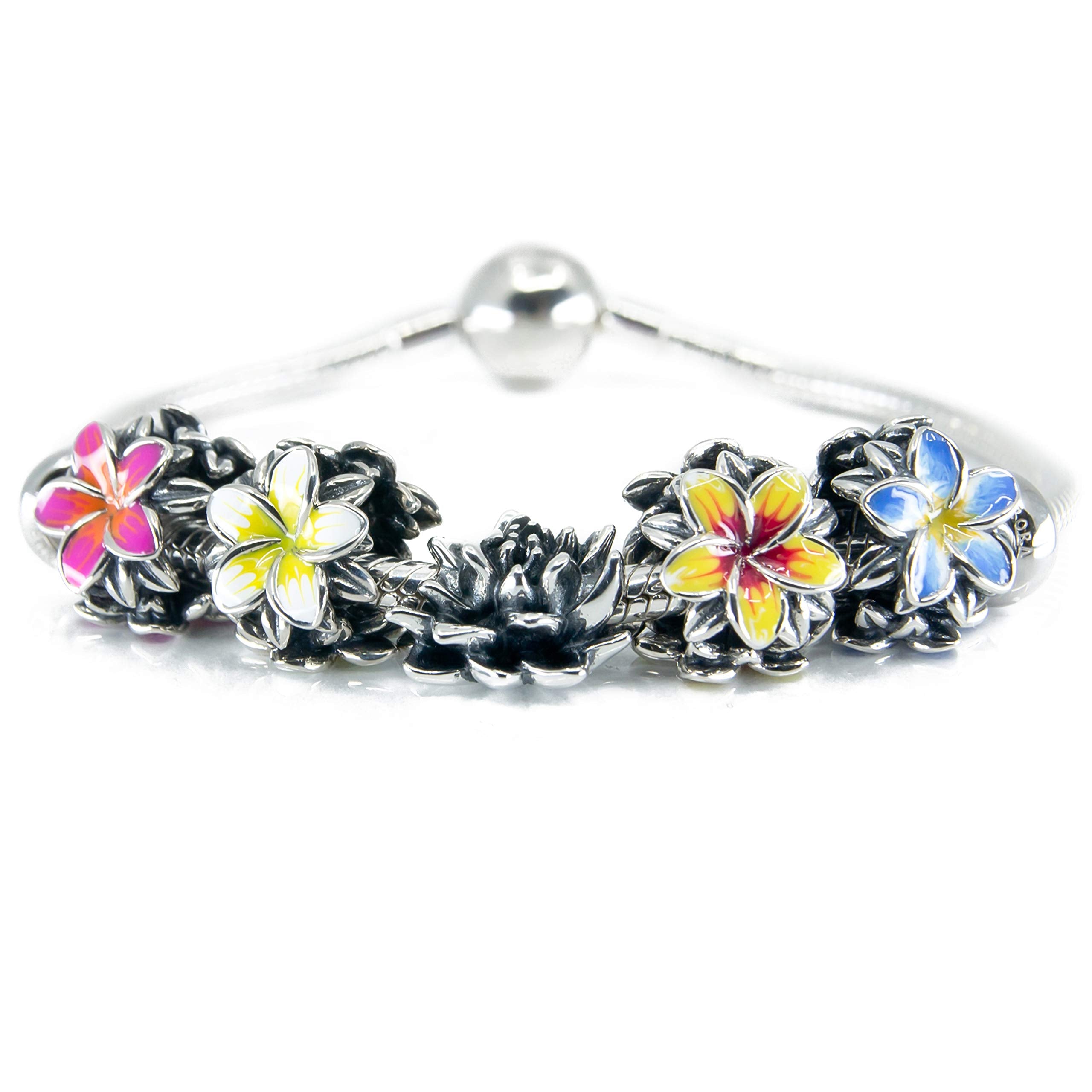 Aurora Charm hand finished Plumeria in enamel
