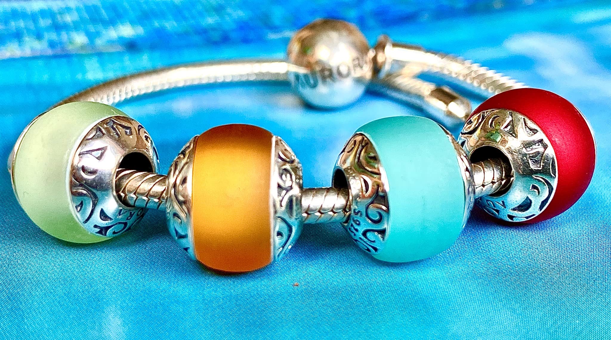 Maori Murano glass and sterling silver charm bead S925