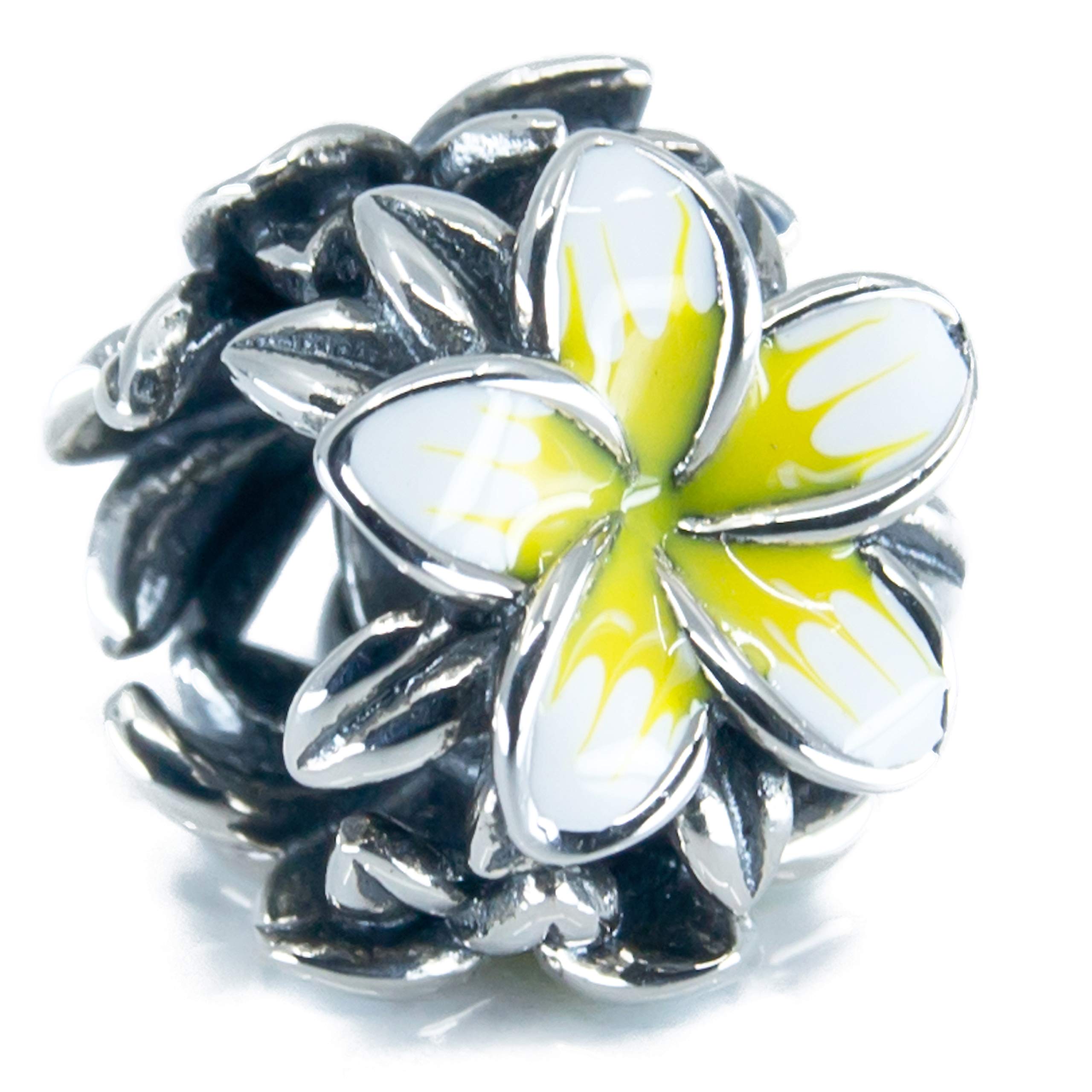 Aurora Charm Plumeria bead in sterling silver S925