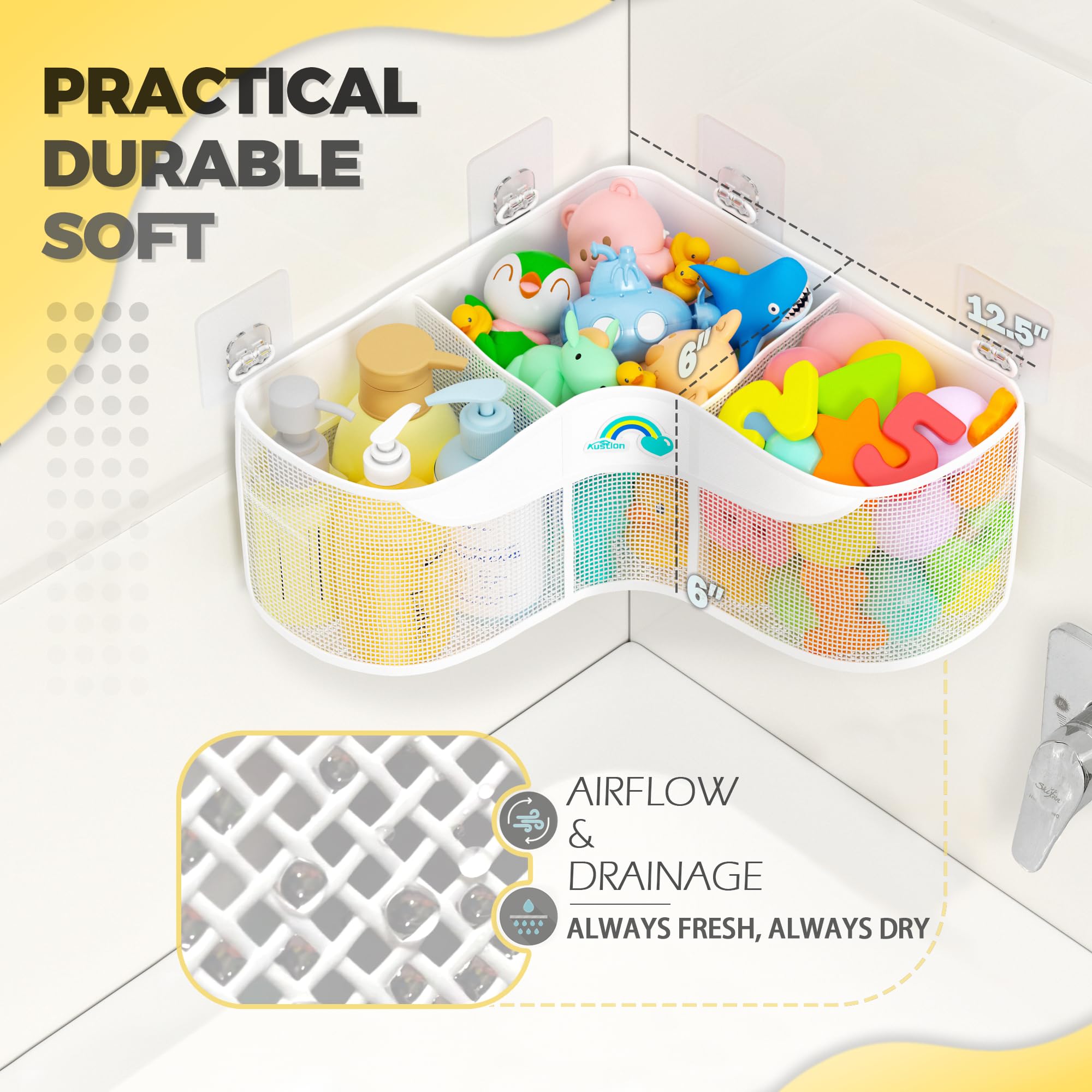 Austion quick dry 2mm mesh toy storage for bath toys