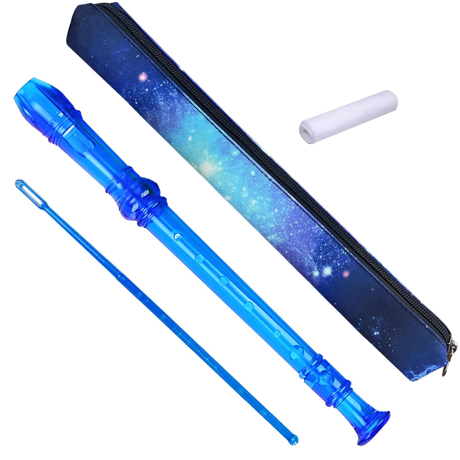 Auteey 8 Hole Soprano Recorder Crystal Blue front view