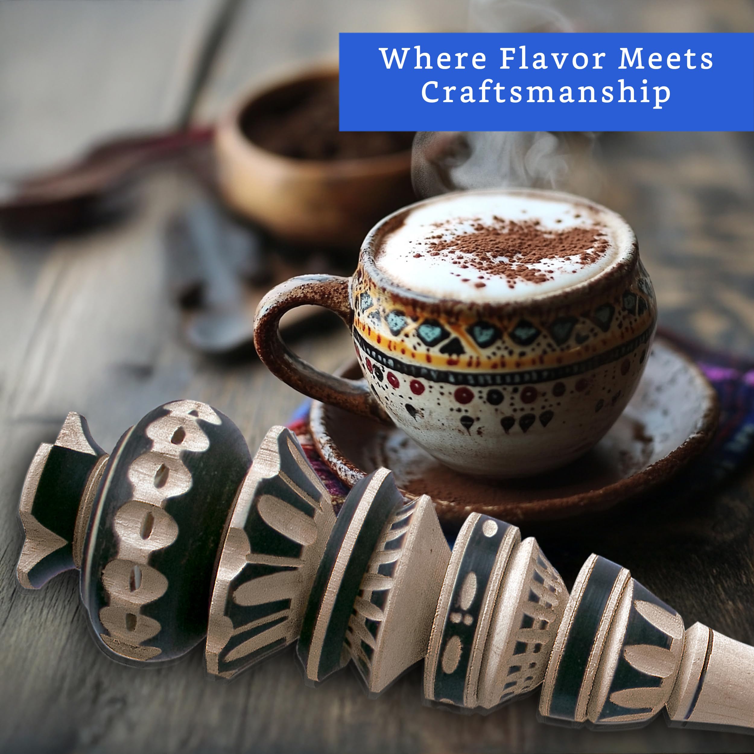 Authentic molinillo hot chocolate accessory packaging
