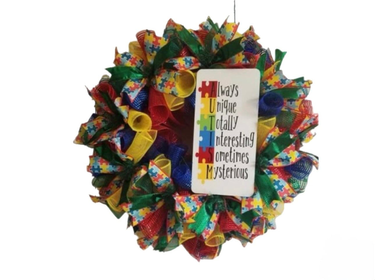 Autism Awareness Wreath 24x24x6 front door decor